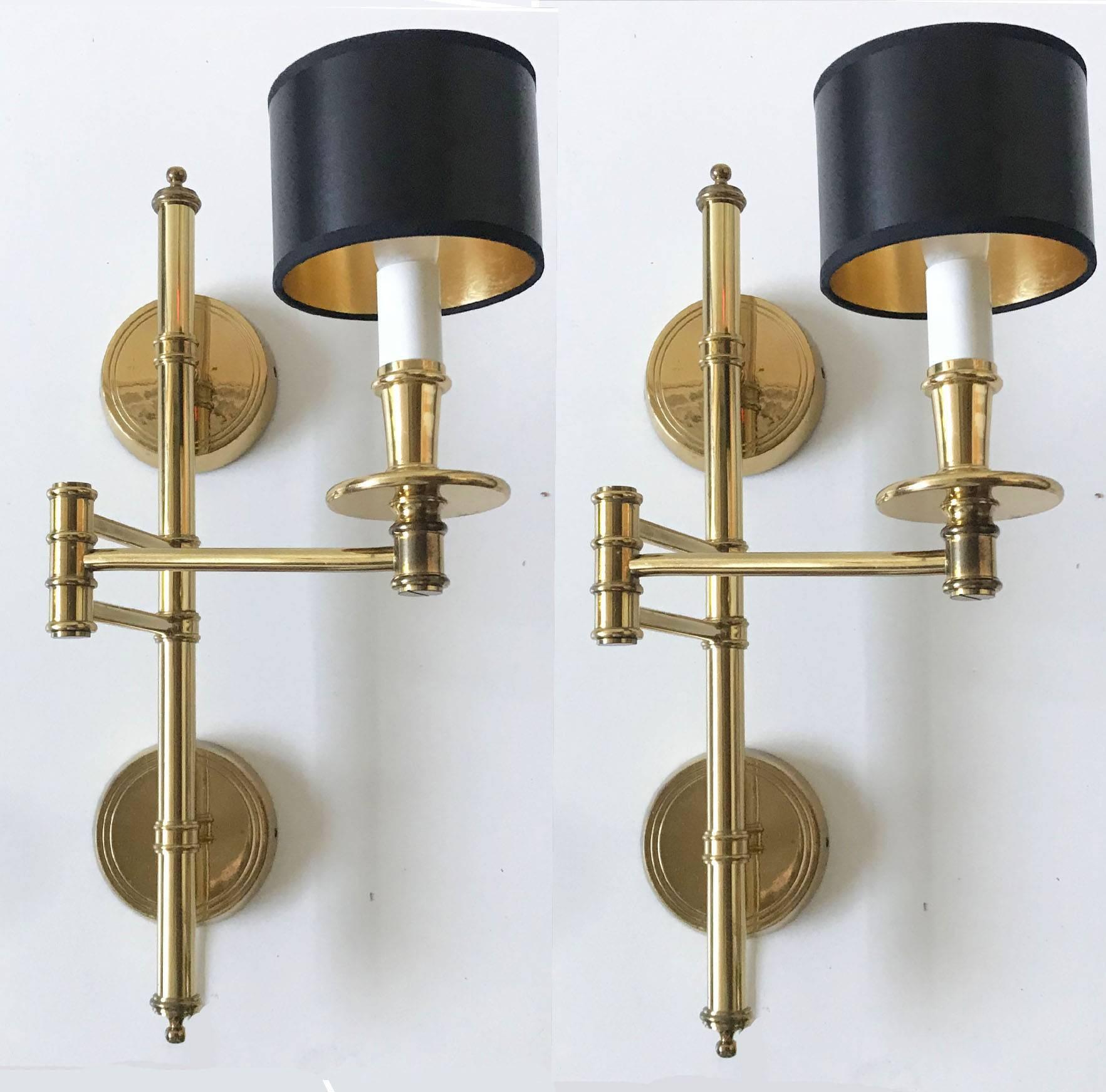 Pair of Swing Arm Sconces In Good Condition In Miami, FL