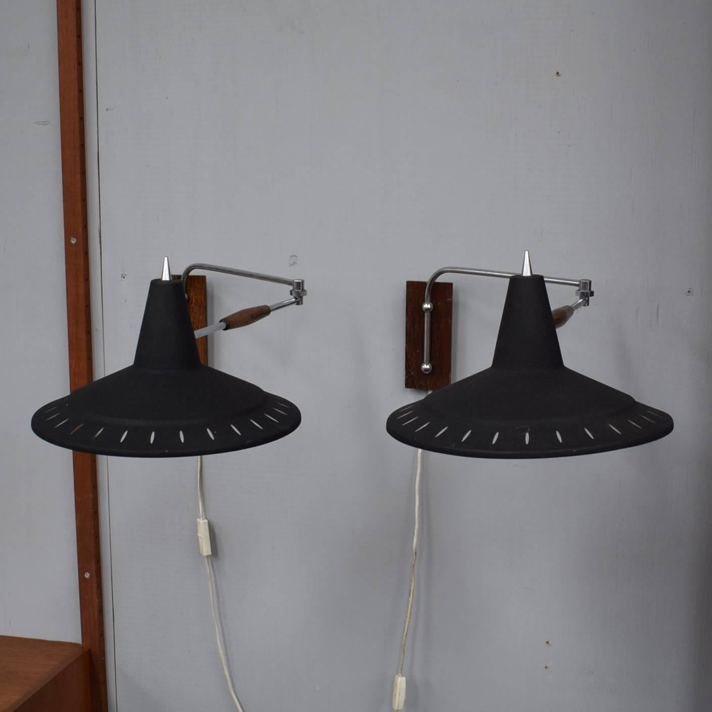 Dutch Pair of Swing Arm Wall Lamps by Anvia, 1960