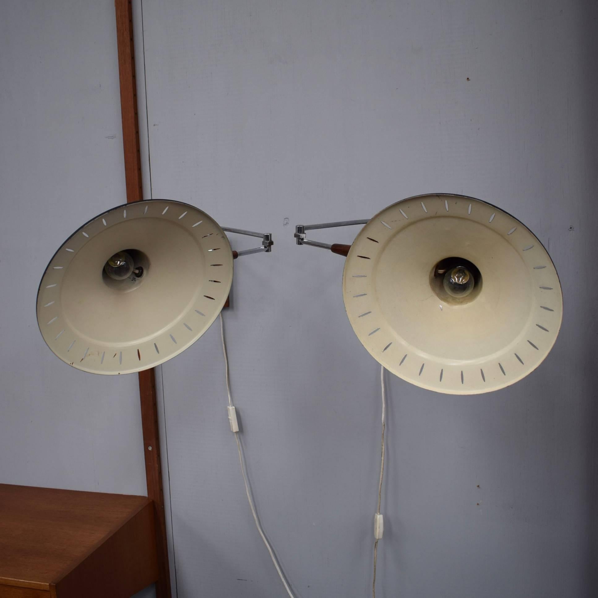 Mid-20th Century Pair of Swing Arm Wall Lamps by Anvia, 1960