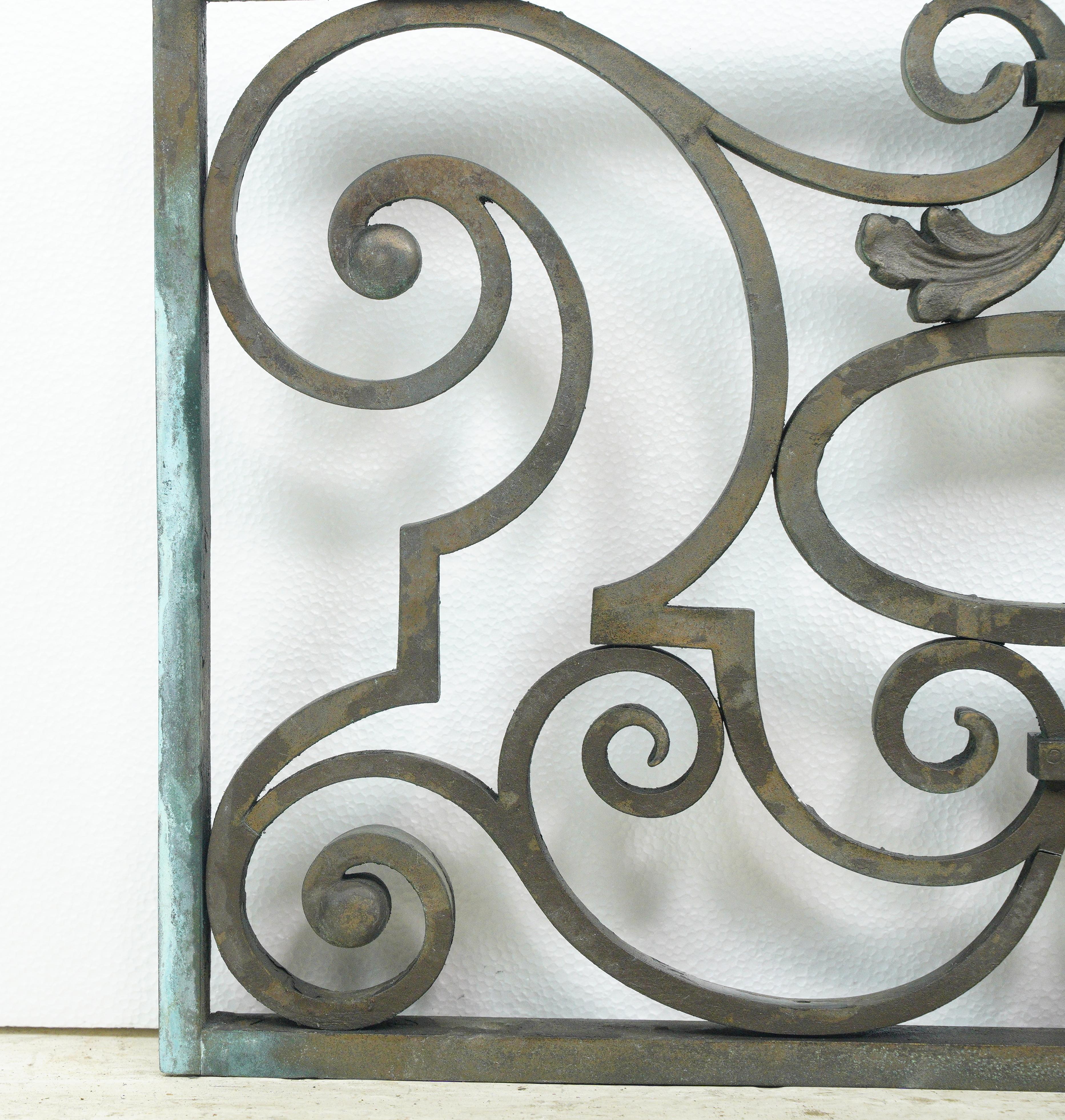 Pair of Swirl Design Cast Bronze Window Guards For Sale 5