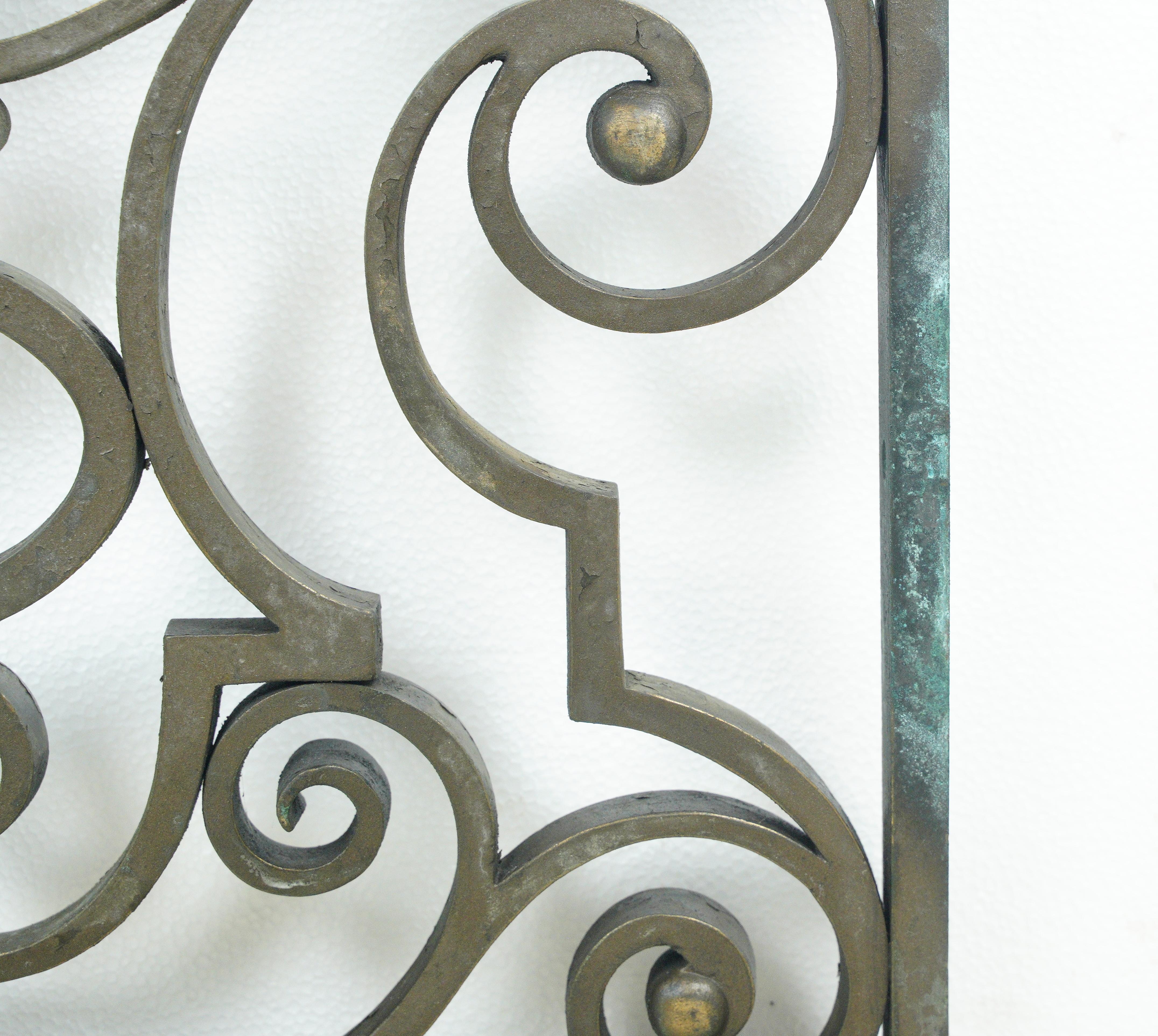 Pair of Swirl Design Cast Bronze Window Guards For Sale 7