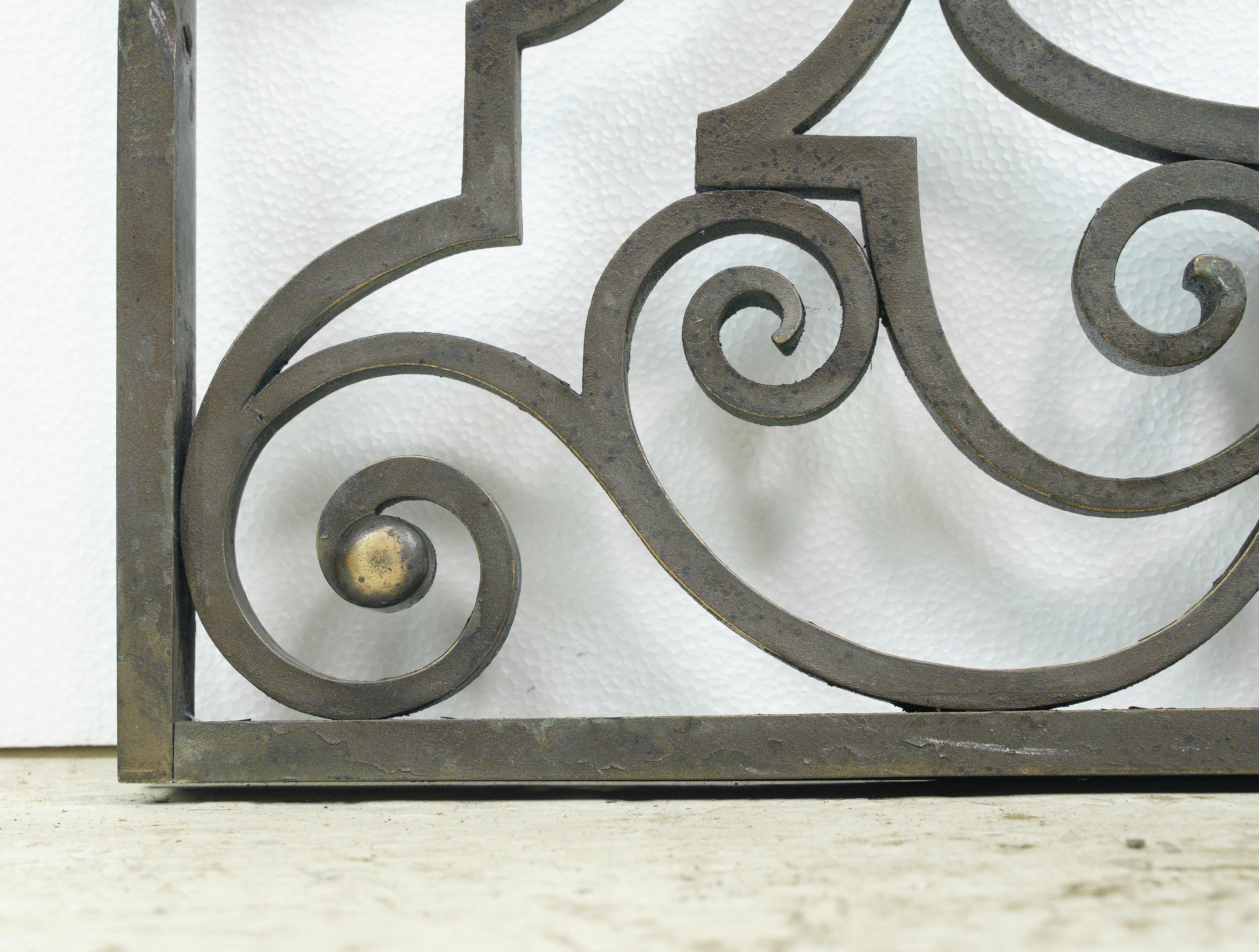 20th Century Pair of Swirl Design Cast Bronze Window Guards For Sale