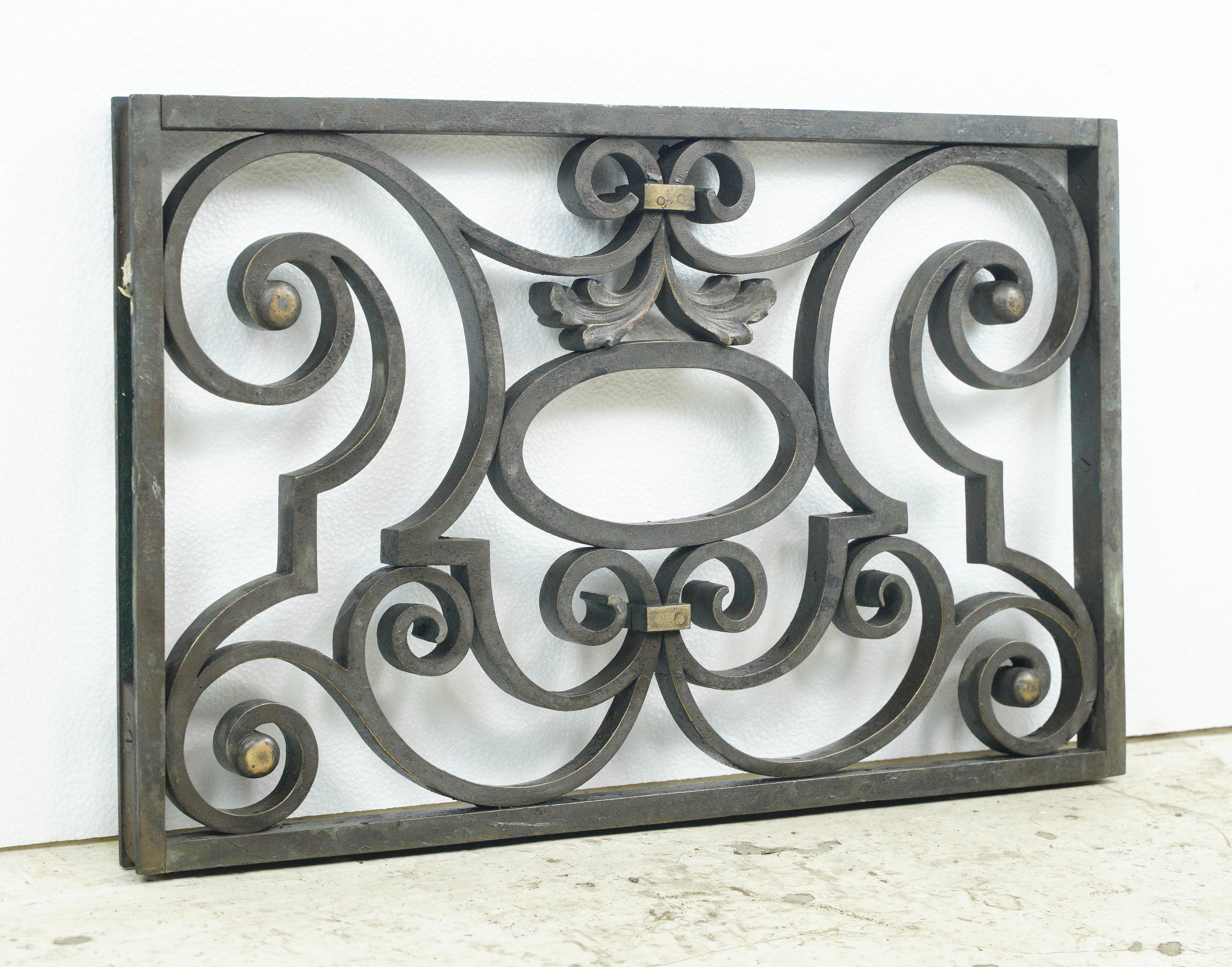 Pair of Swirl Design Cast Bronze Window Guards For Sale 1