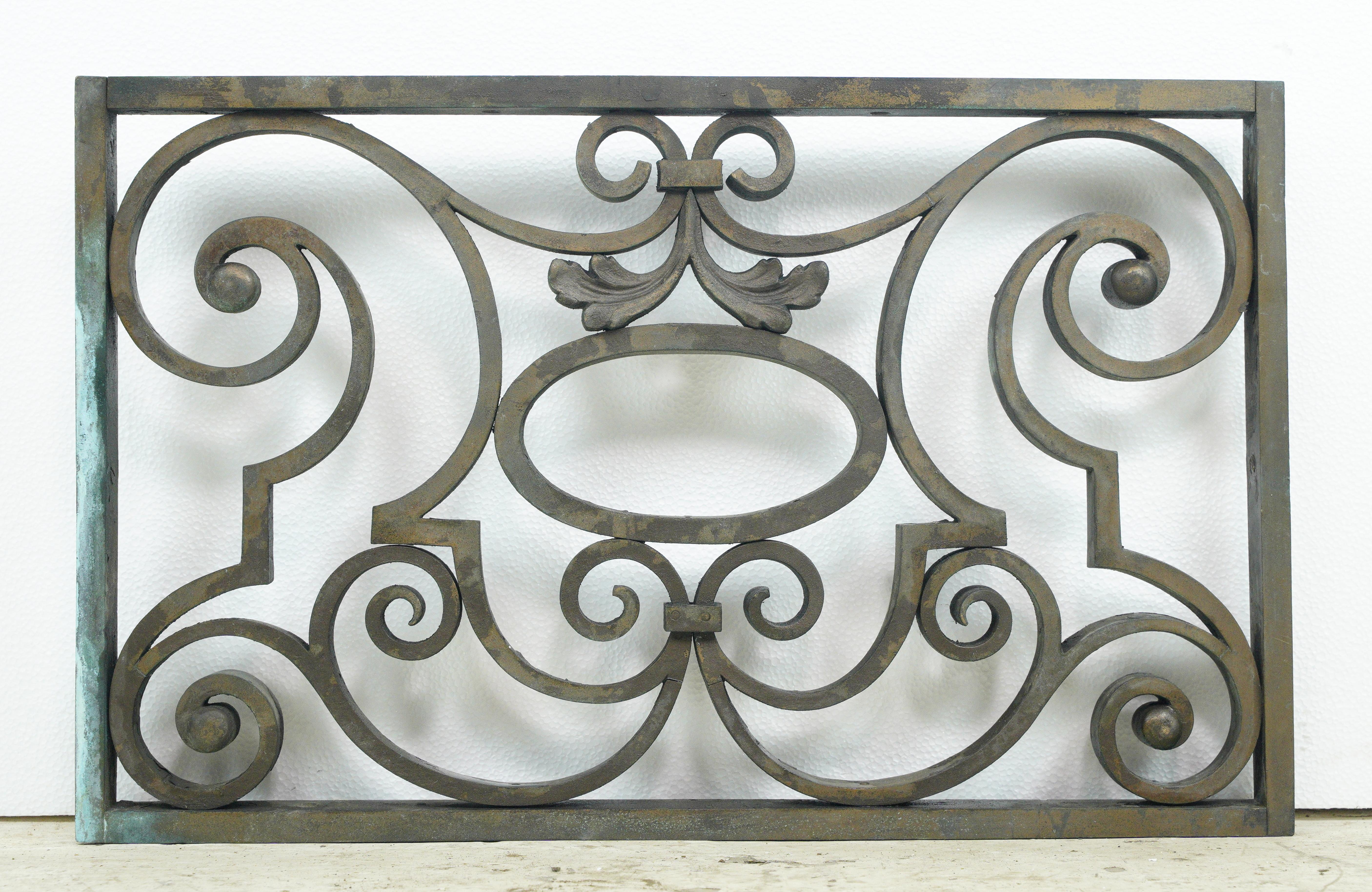 Pair of Swirl Design Cast Bronze Window Guards For Sale 4