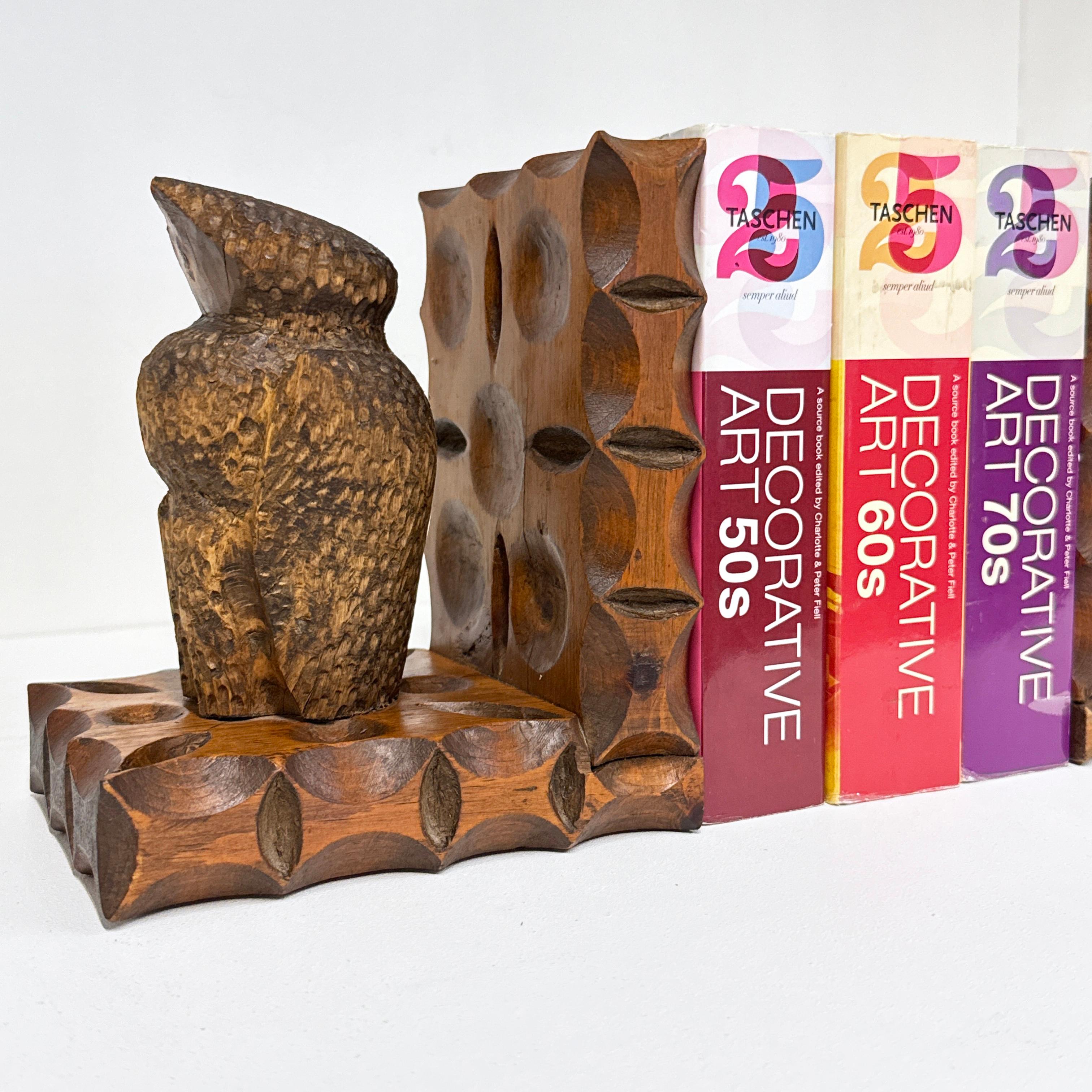 Pair of Swiss 1960's hand carved Brutalist book ends For Sale 5