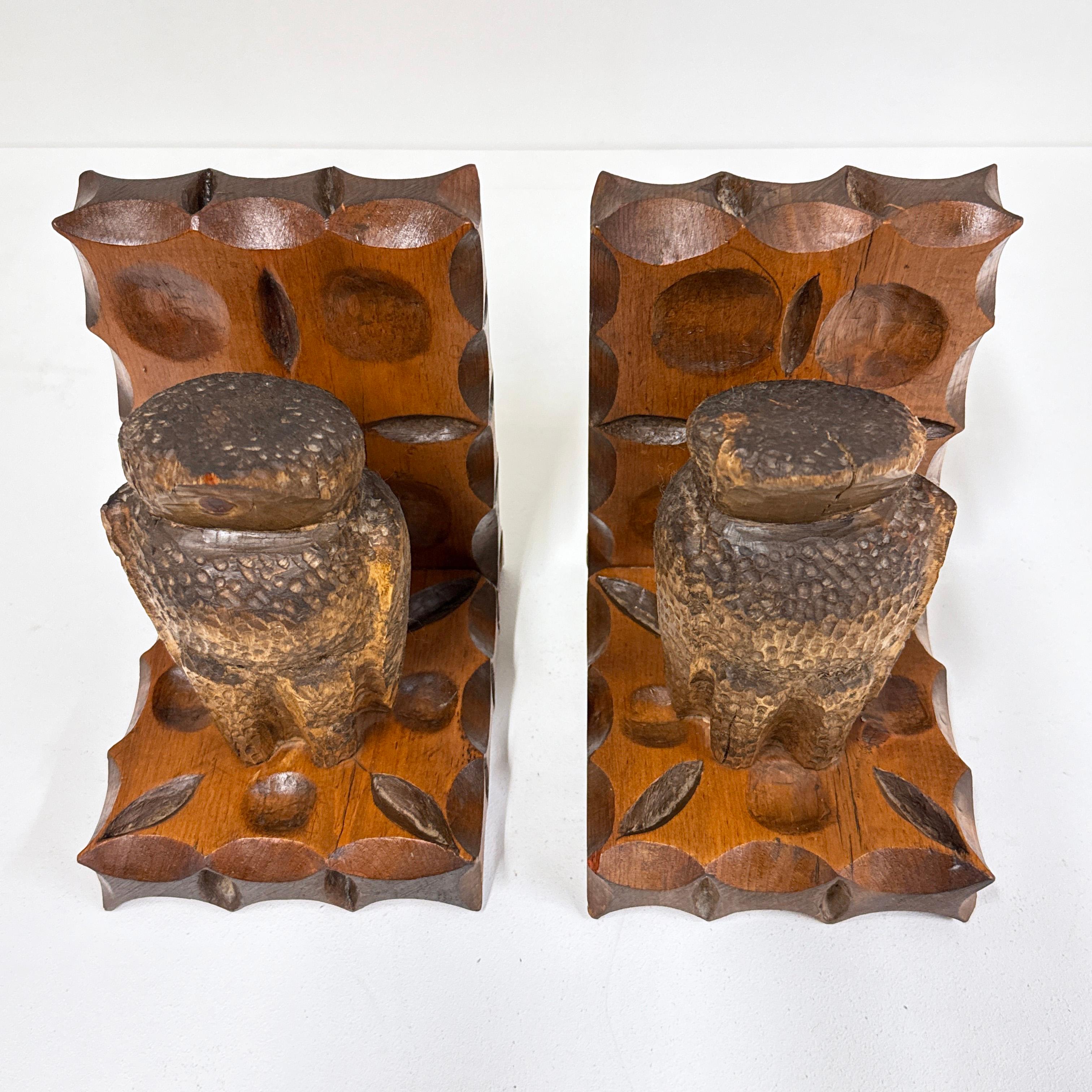 Pair of Swiss 1960's hand carved Brutalist book ends For Sale 6