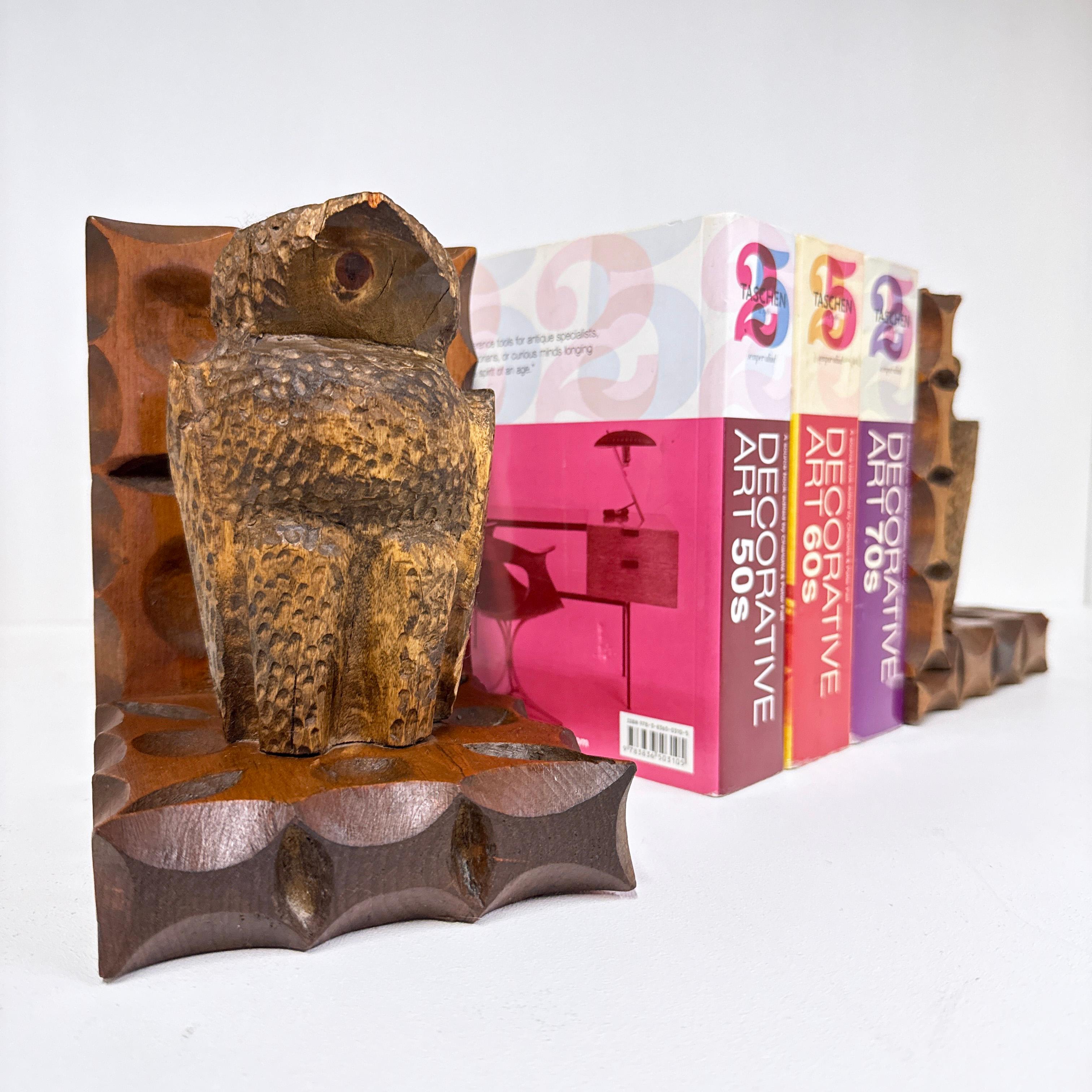 Pair of Swiss 1960's hand carved Brutalist book ends For Sale 7