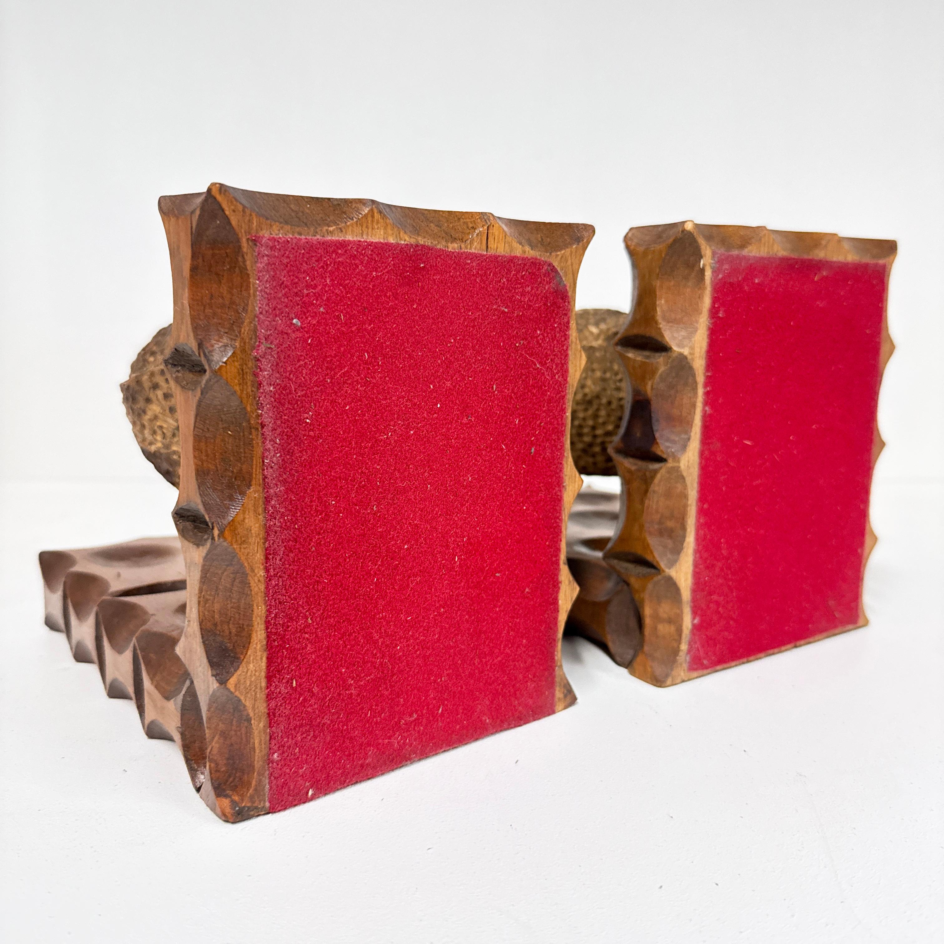 Pair of Swiss 1960's hand carved Brutalist book ends For Sale 8