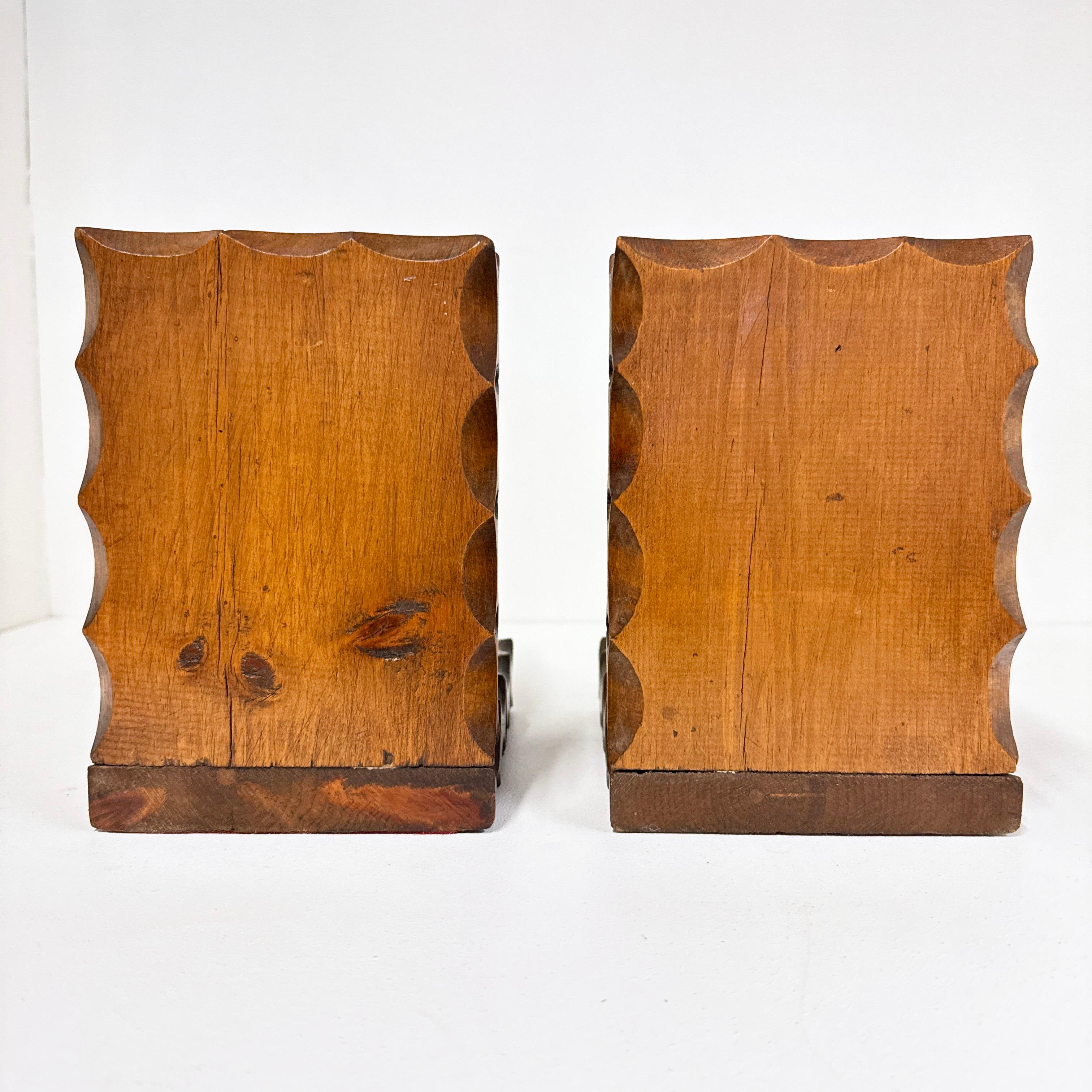 Pair of Swiss 1960's hand carved Brutalist book ends For Sale 11