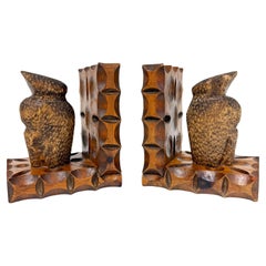 Pair of Swiss 1960's hand carved Brutalist book ends