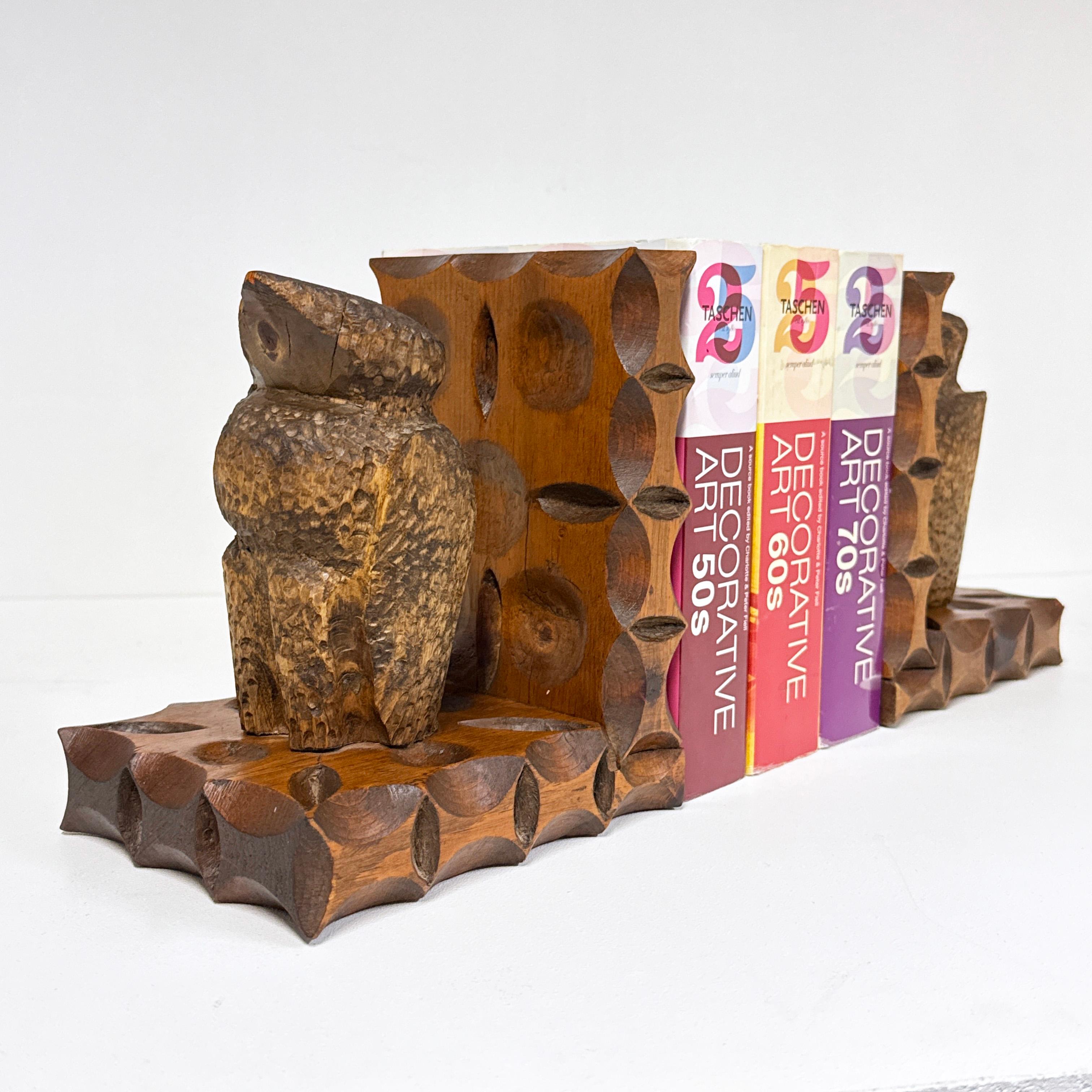 Pair of Swiss 1960's hand carved Brutalist book ends For Sale 2