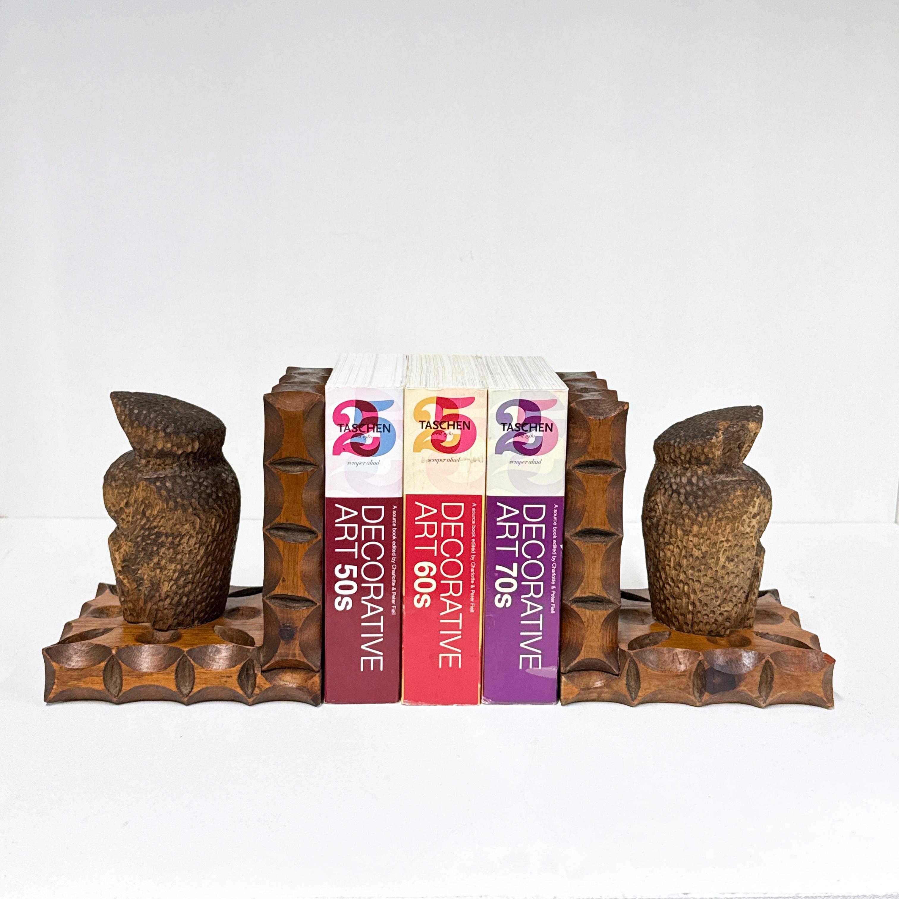 Pair of Swiss 1960's hand carved Brutalist book ends For Sale 3