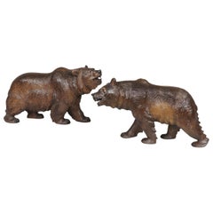 Pair of Swiss 19th Century Bear Carvings from the Black Forest