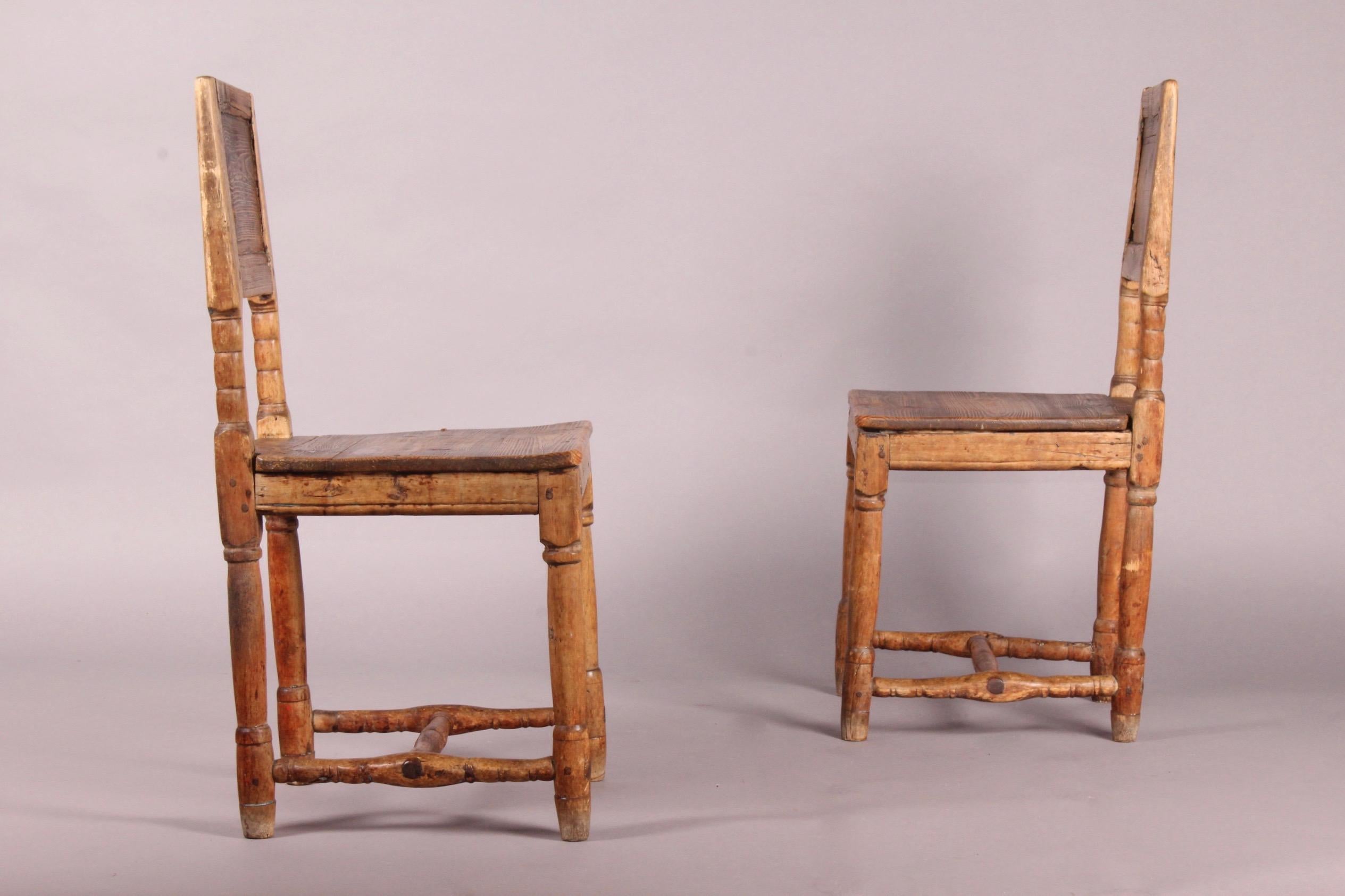 Pair of Swiss Alp, folk art , Chairs 4