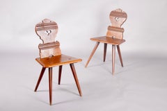 Pair of Swiss alp escabelle