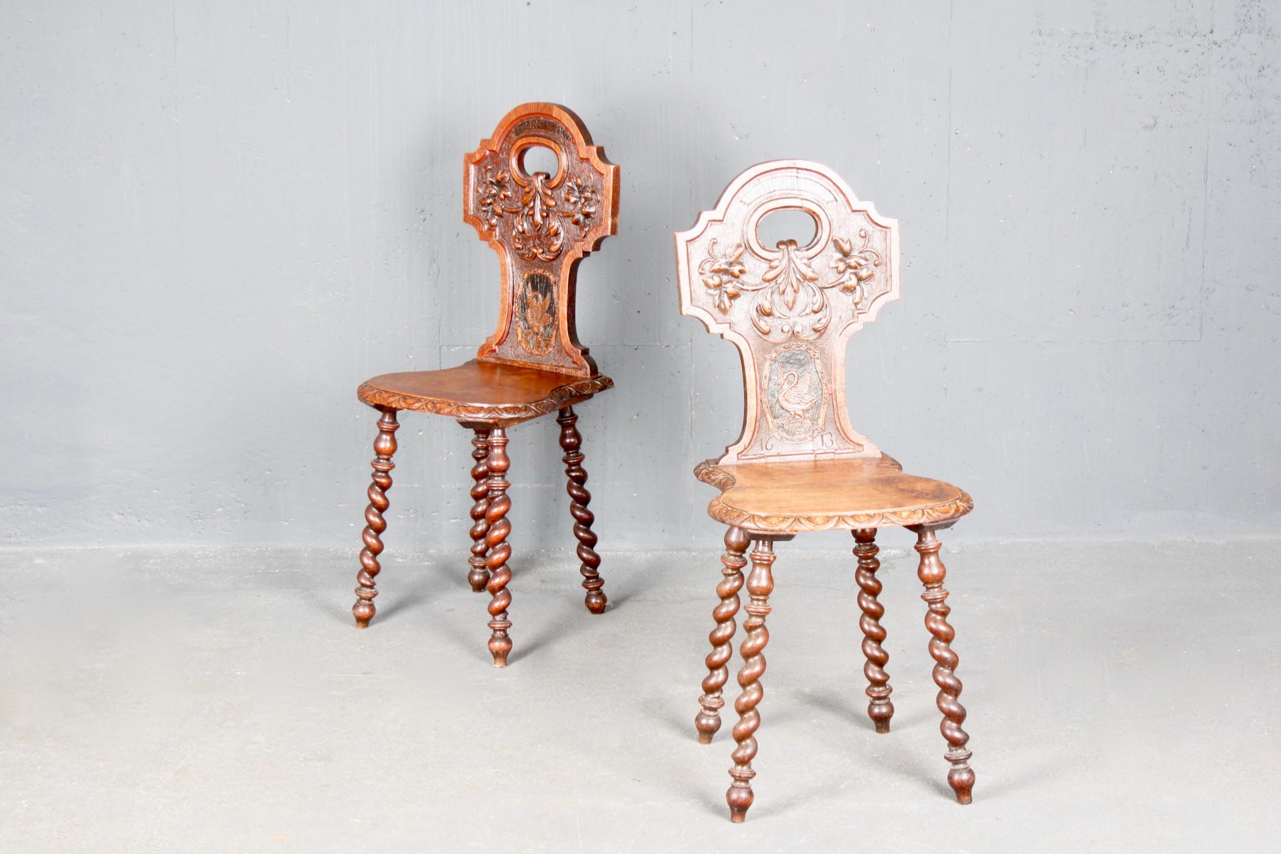 Mid-19th Century Pair of Swiss Alp, folk art  Escabelle