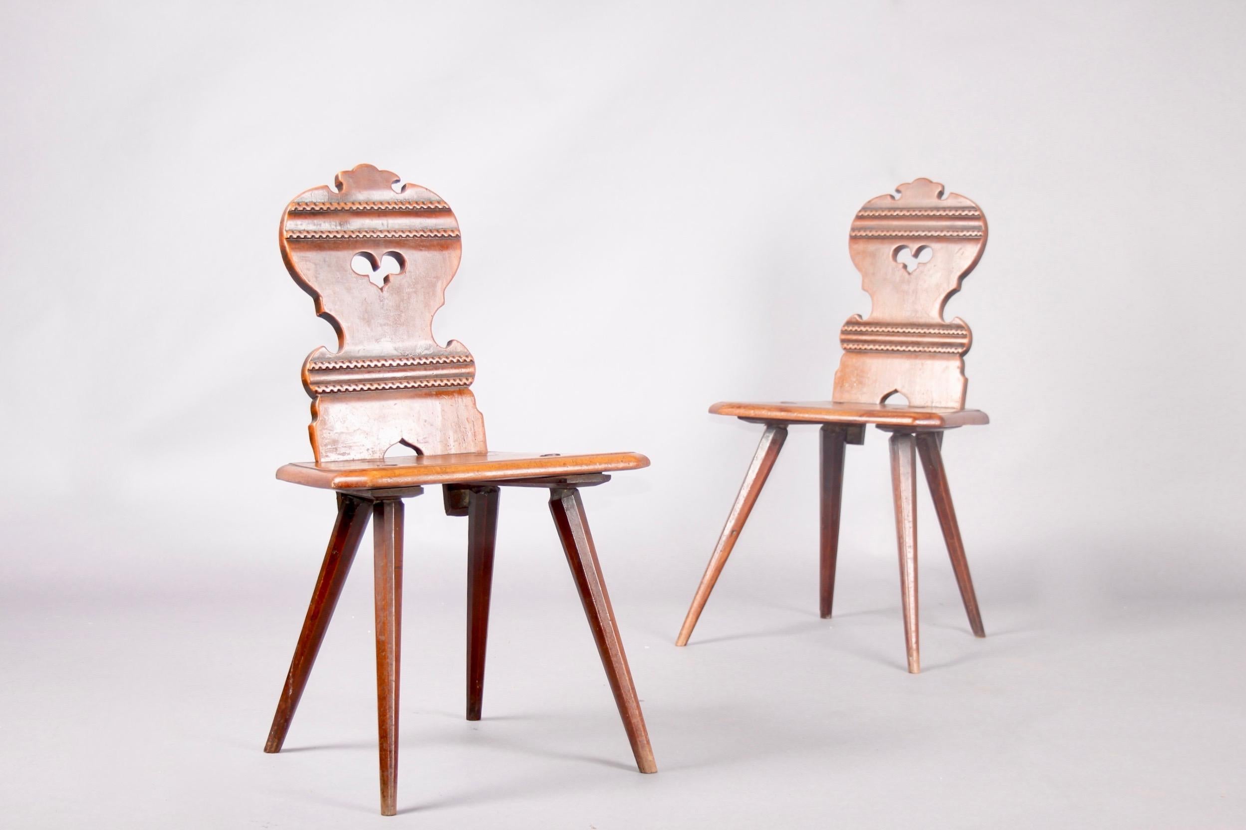 Mid-19th Century Pair of Swiss alp escabelle For Sale