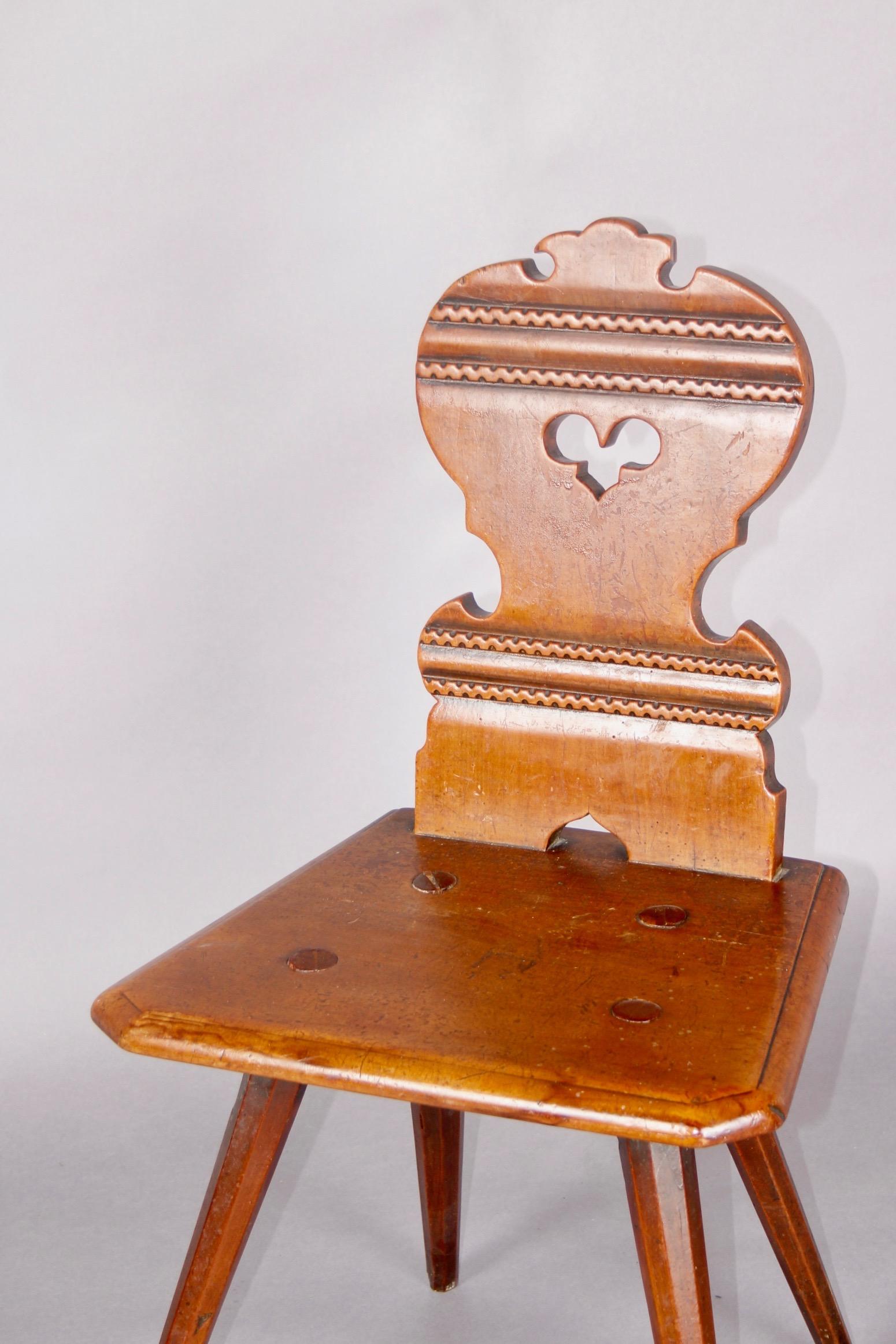 Wood Pair of Swiss alp escabelle For Sale