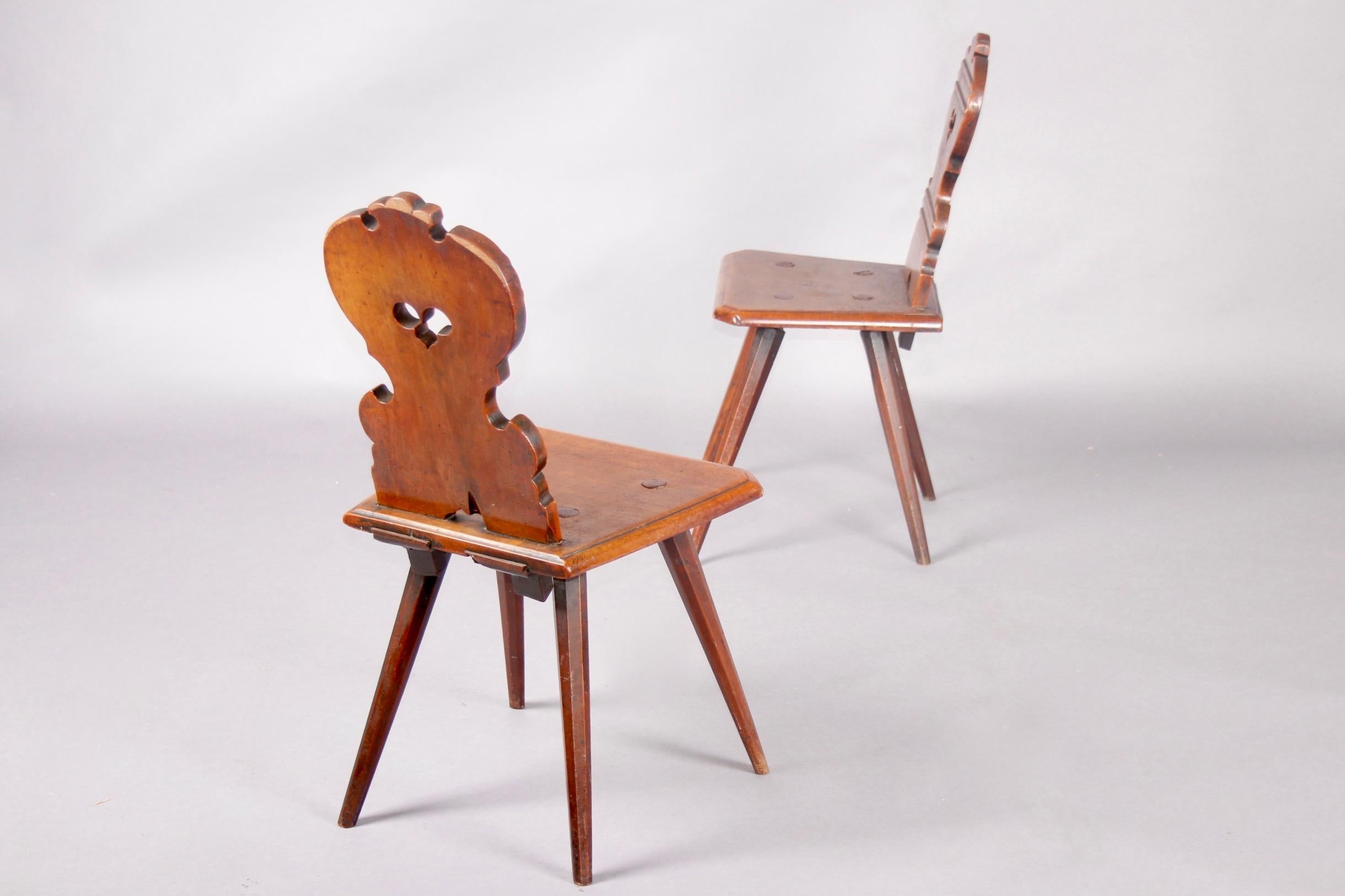 Pair of Swiss alp escabelle For Sale 2