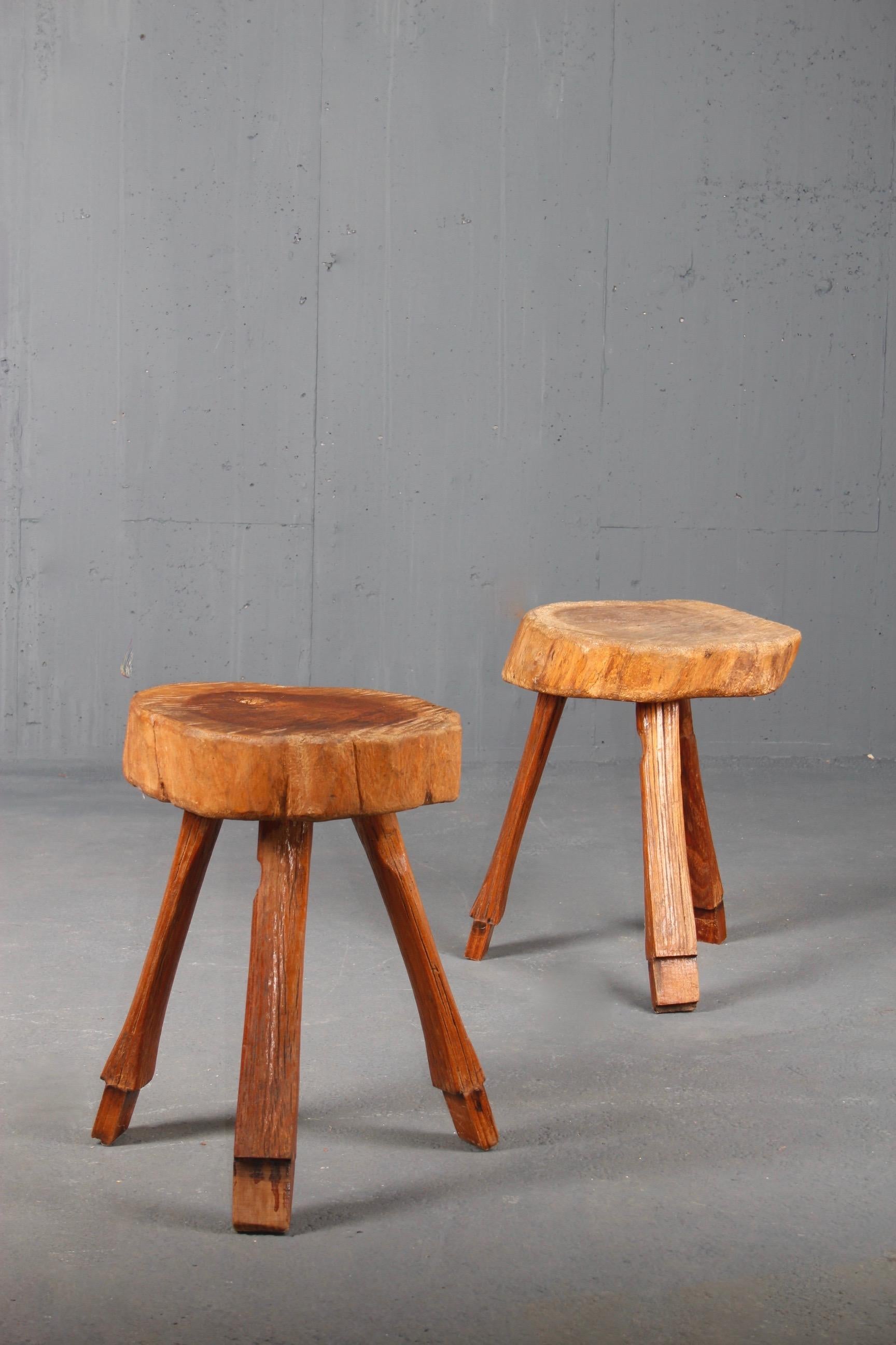 Pair of Swiss alp stools.