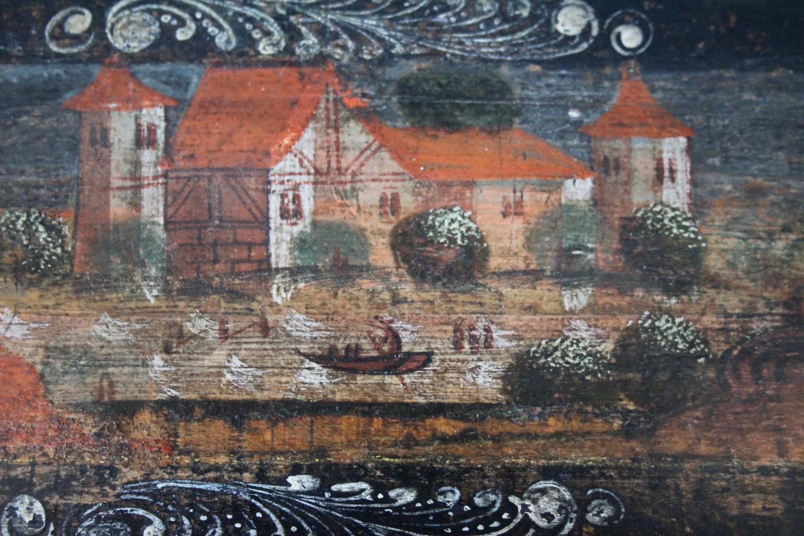 Mid-19th Century Pair of Swiss alp wall painted  For Sale