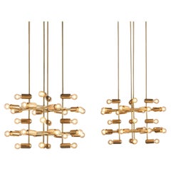 Pair of Swiss Chandeliers in Brass