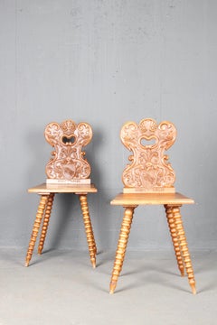 Pair of Swiss alp , folk art  Escabelle