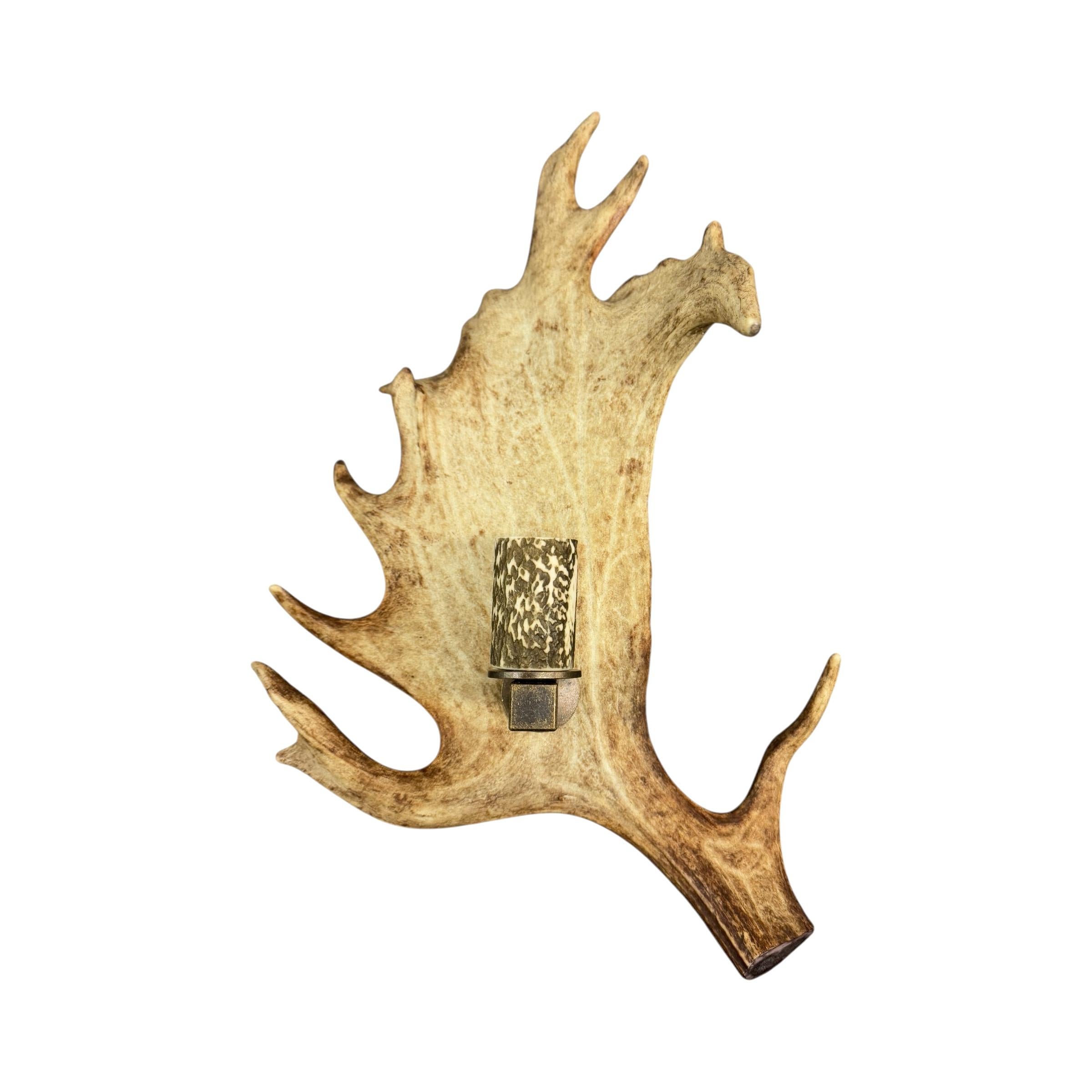Rustic Pair of Swiss Fallow Deer Antler Sconces