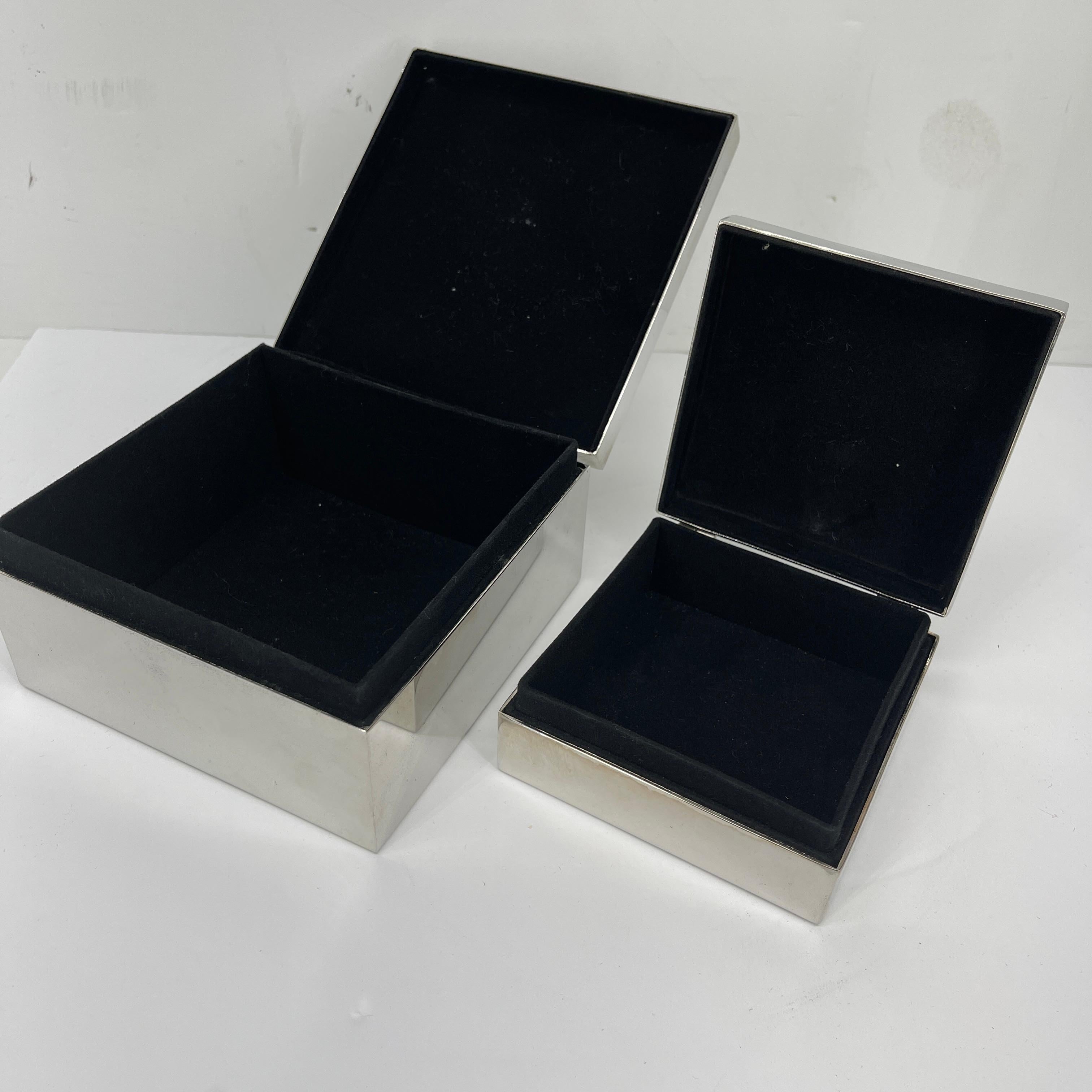 Pair of Swiss Hans Turnwald Chrome Boxes with Fur Inlaid Knob Top 5