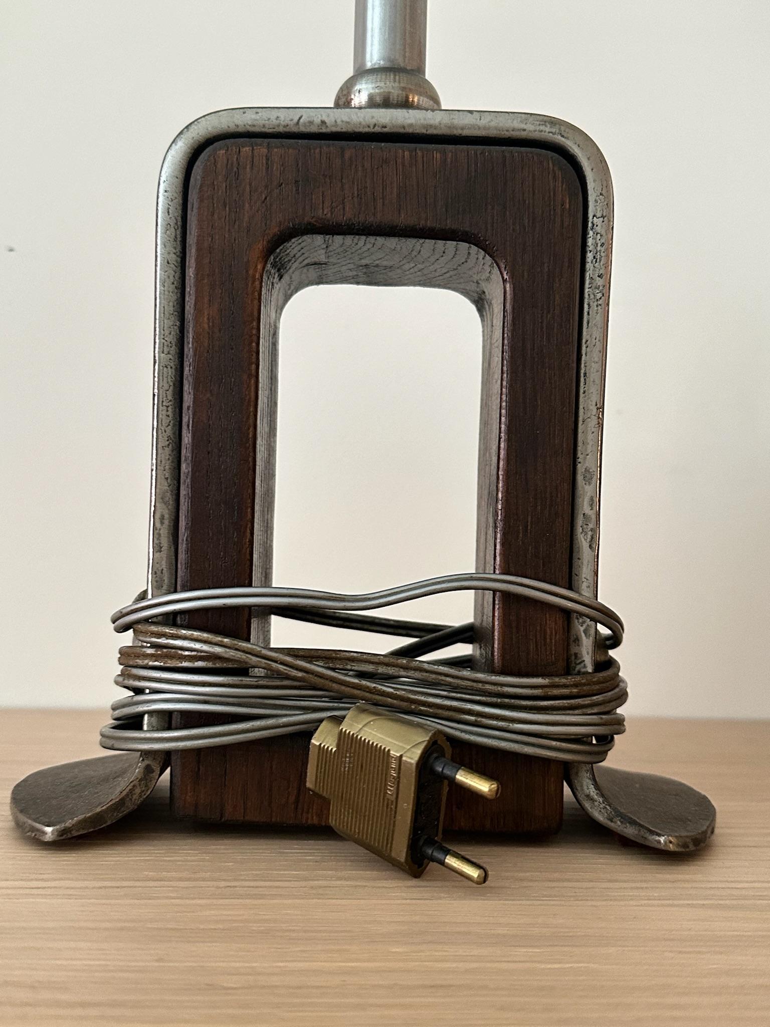 Pair of Swiss Metal and Wood Table Lamps 5