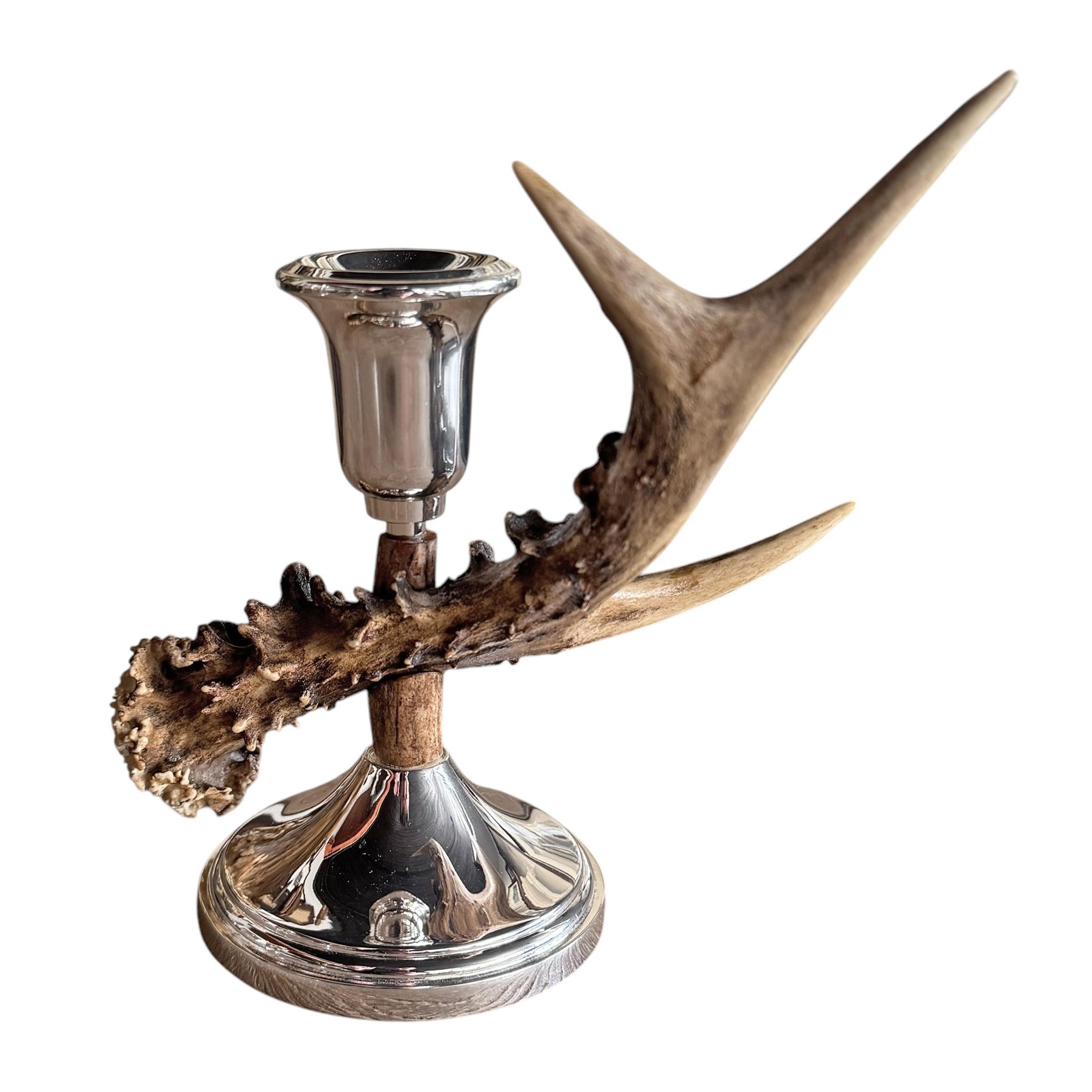 Svizzero Coppia di candelabri svizzeri di cervo in vendita
