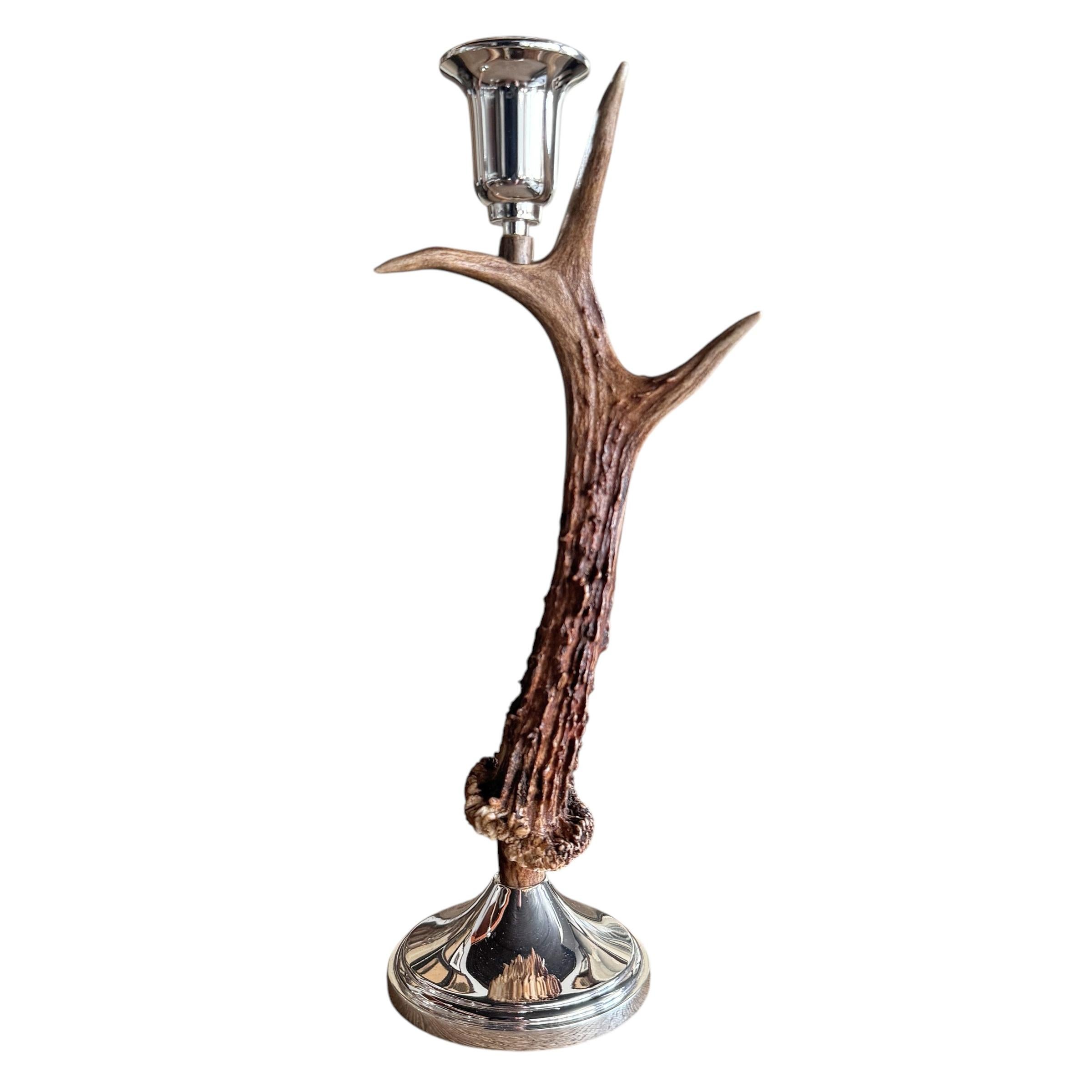 Pair of Swiss Roe Deer Candlesticks In Good Condition For Sale In Chicago, IL