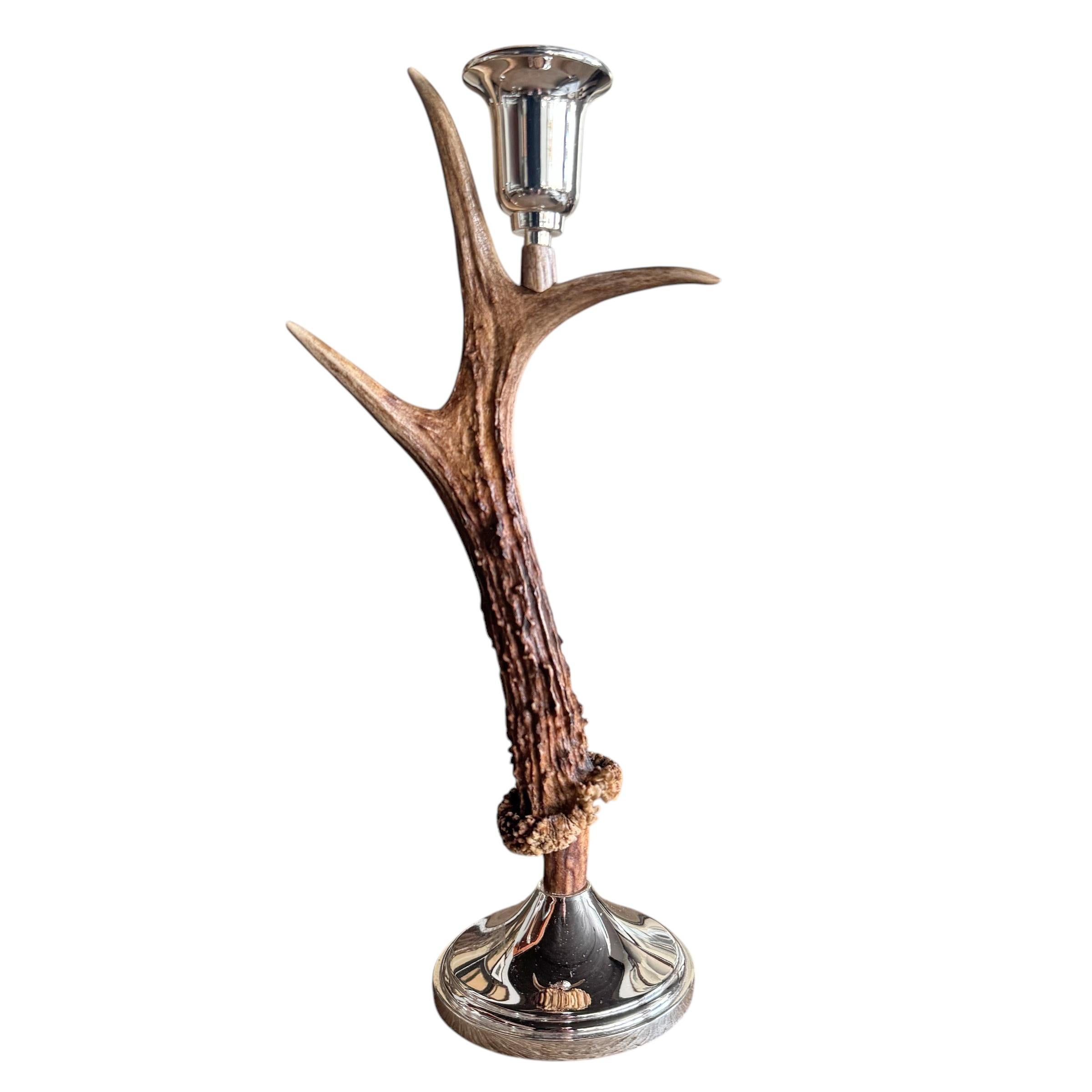 Contemporary Pair of Swiss Roe Deer Candlesticks For Sale