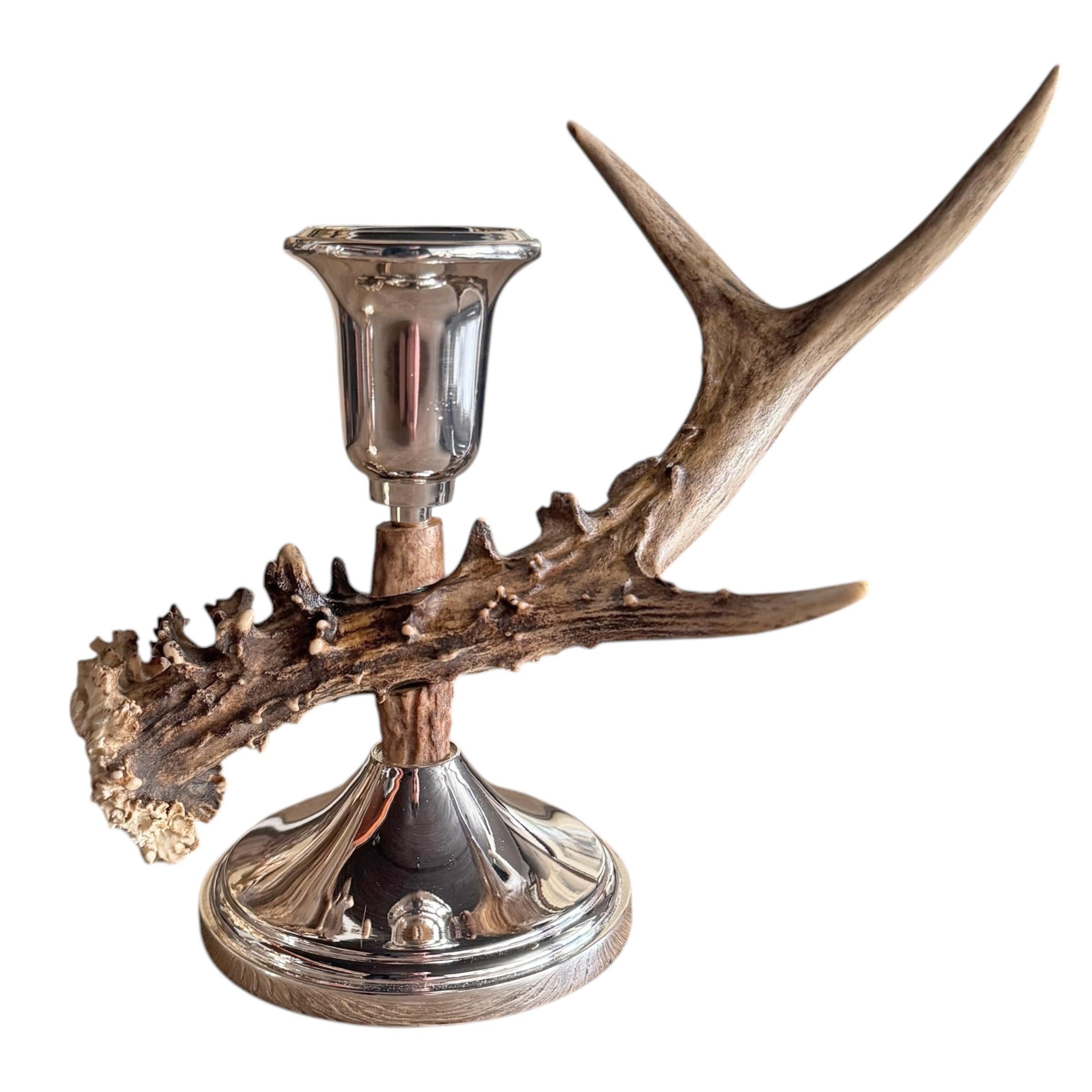 Palco Coppia di candelabri svizzeri di cervo in vendita