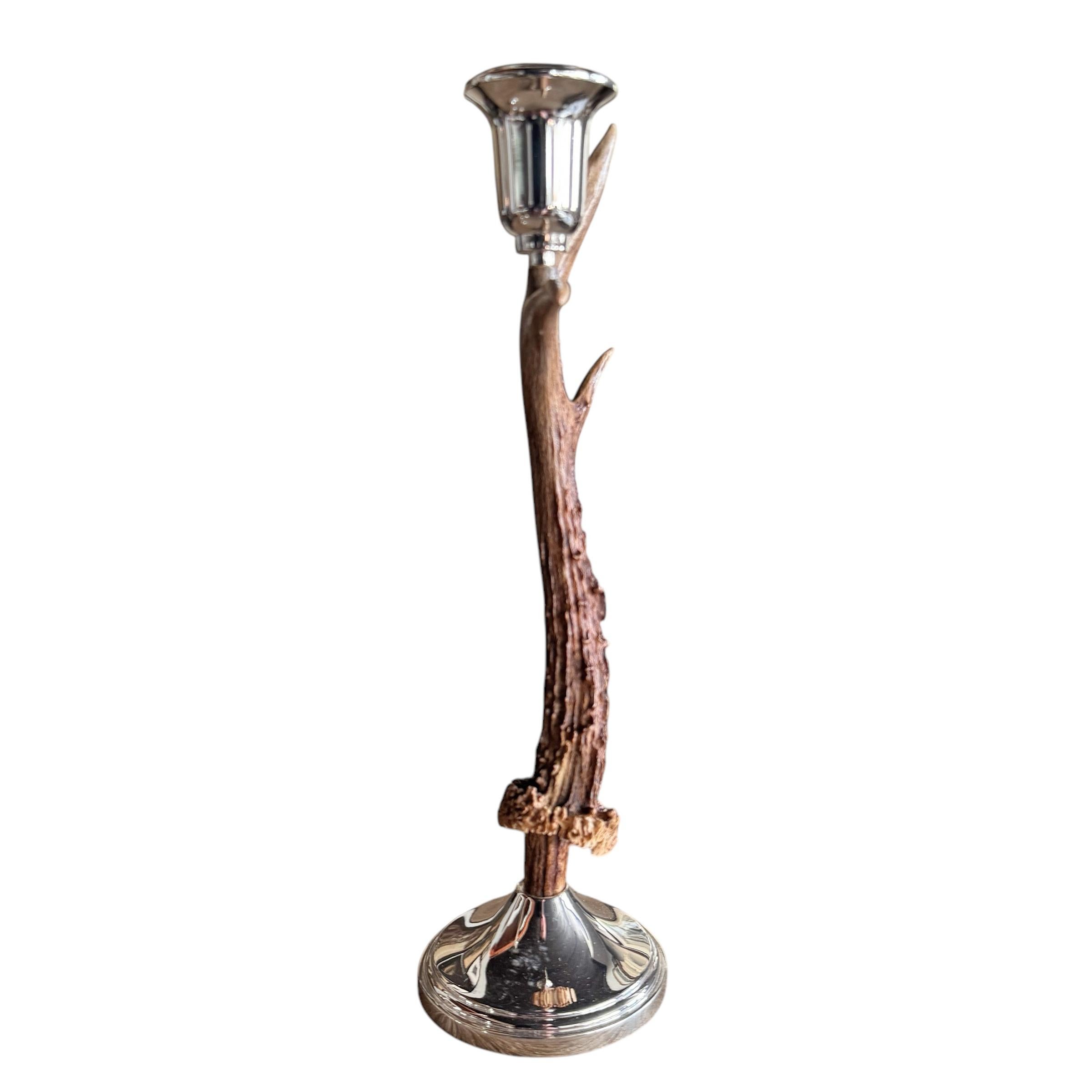 Pair of Swiss Roe Deer Candlesticks For Sale 1