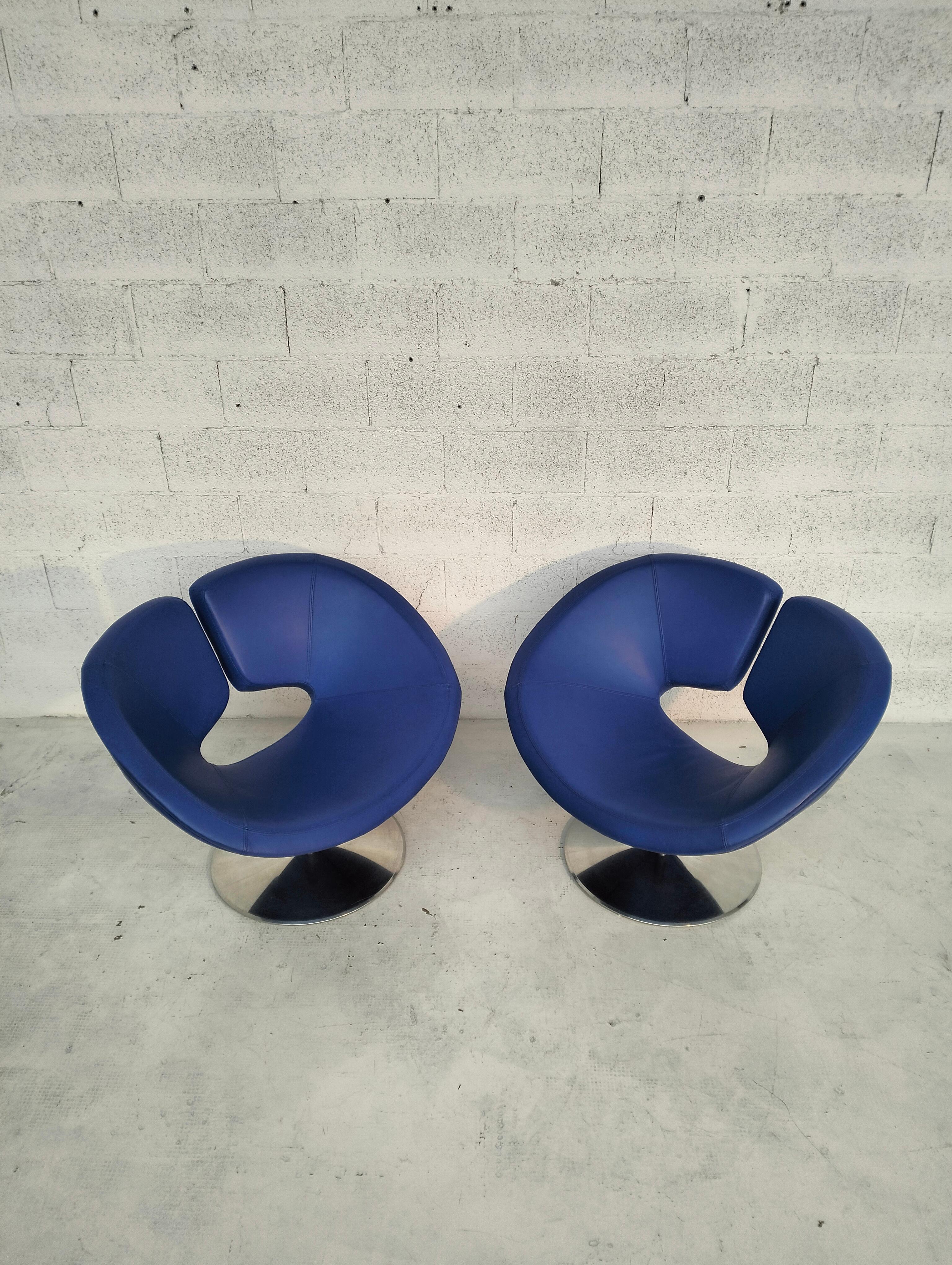 XXIe siècle et contemporain Paire de chaises longues Apollo pivotantes de Patrick Norguet pour Artifort des années 2000 en vente