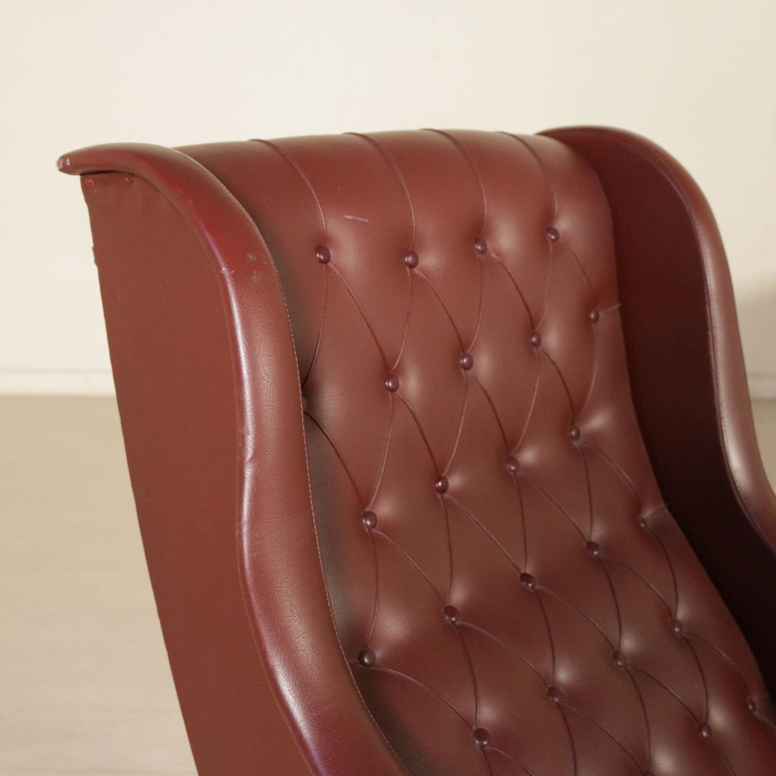 Italian Pair of Swivel Armchairs Leatherette Metal Vintage, Italy, 1960s