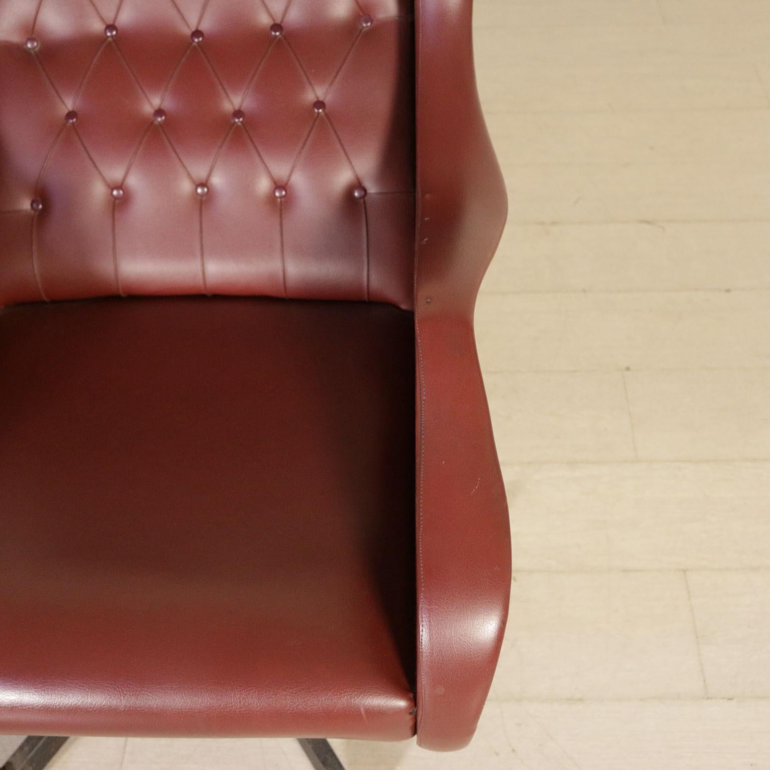 Mid-20th Century Pair of Swivel Armchairs Leatherette Metal Vintage, Italy, 1960s