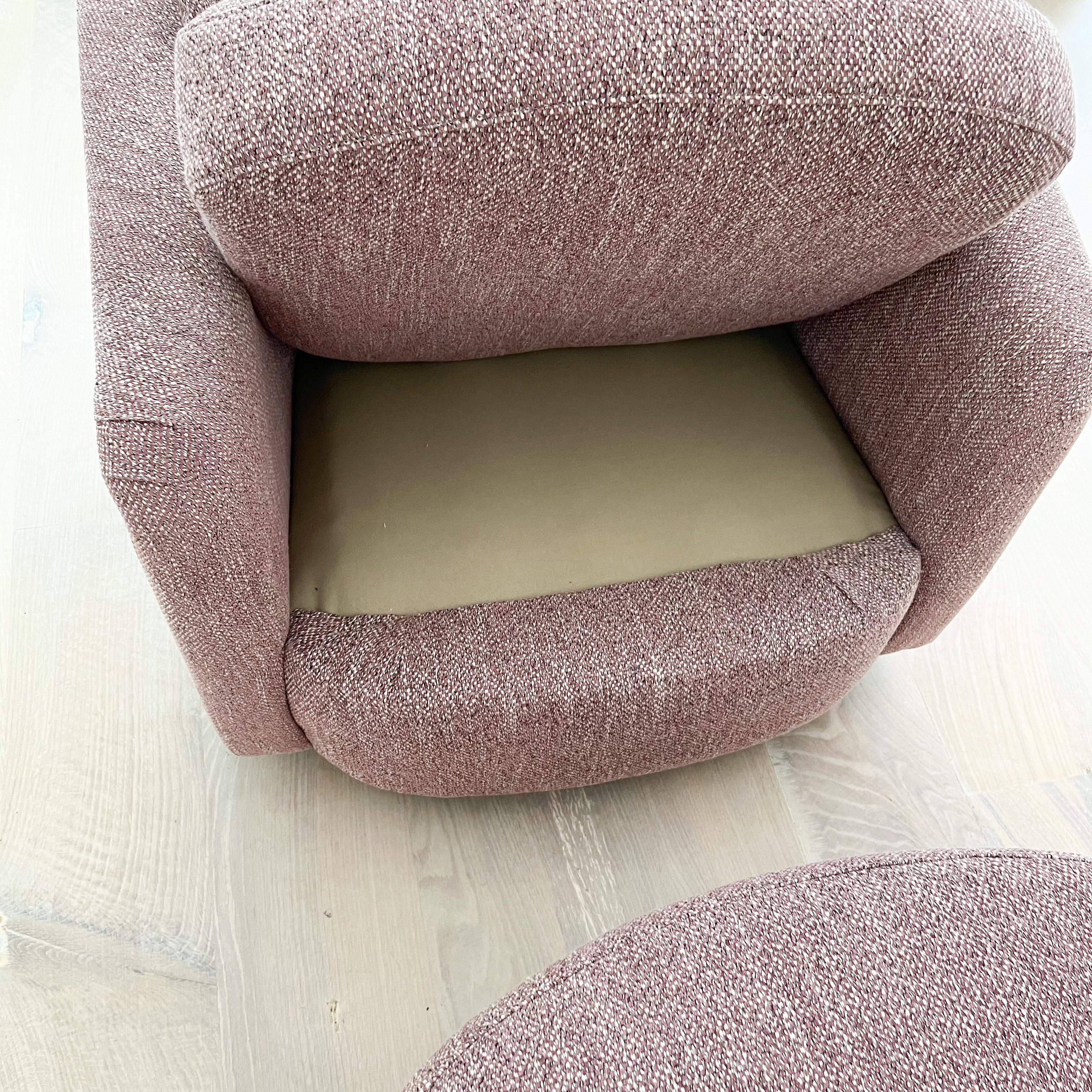 Pair of Swivel Barrel Swivel Lounge Chairs, New Upholstery, circa 1970s 8