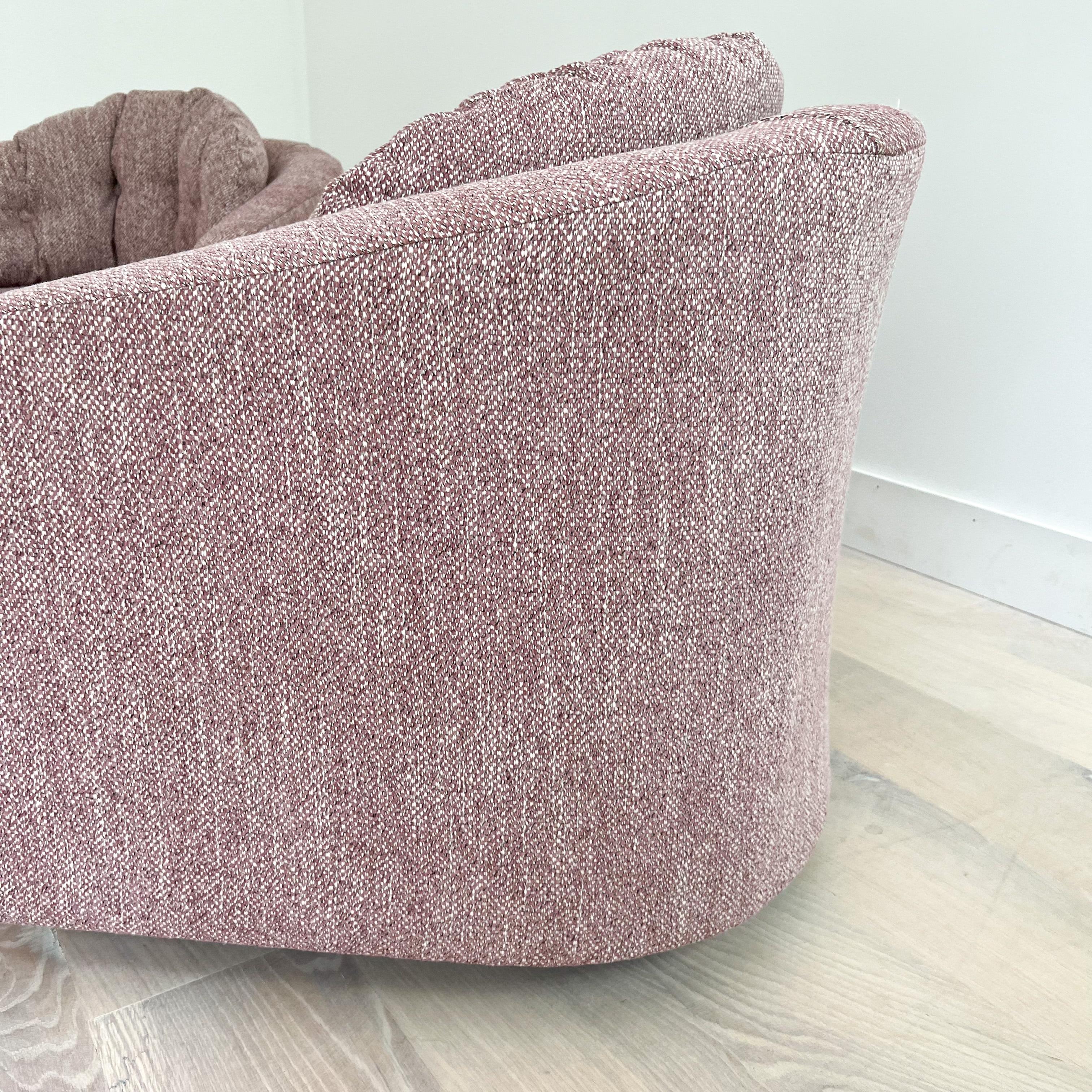 Pair of Swivel Barrel Swivel Lounge Chairs, New Upholstery, circa 1970s 3
