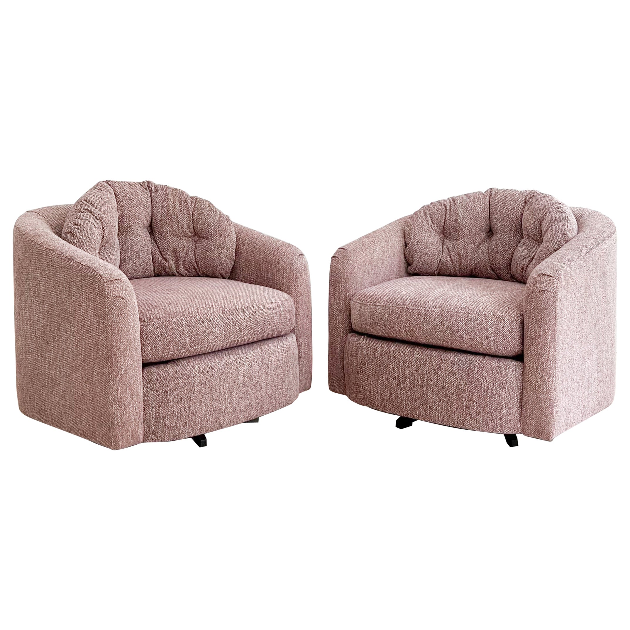 Pair of Swivel Barrel Swivel Lounge Chairs, New Upholstery, circa 1970s