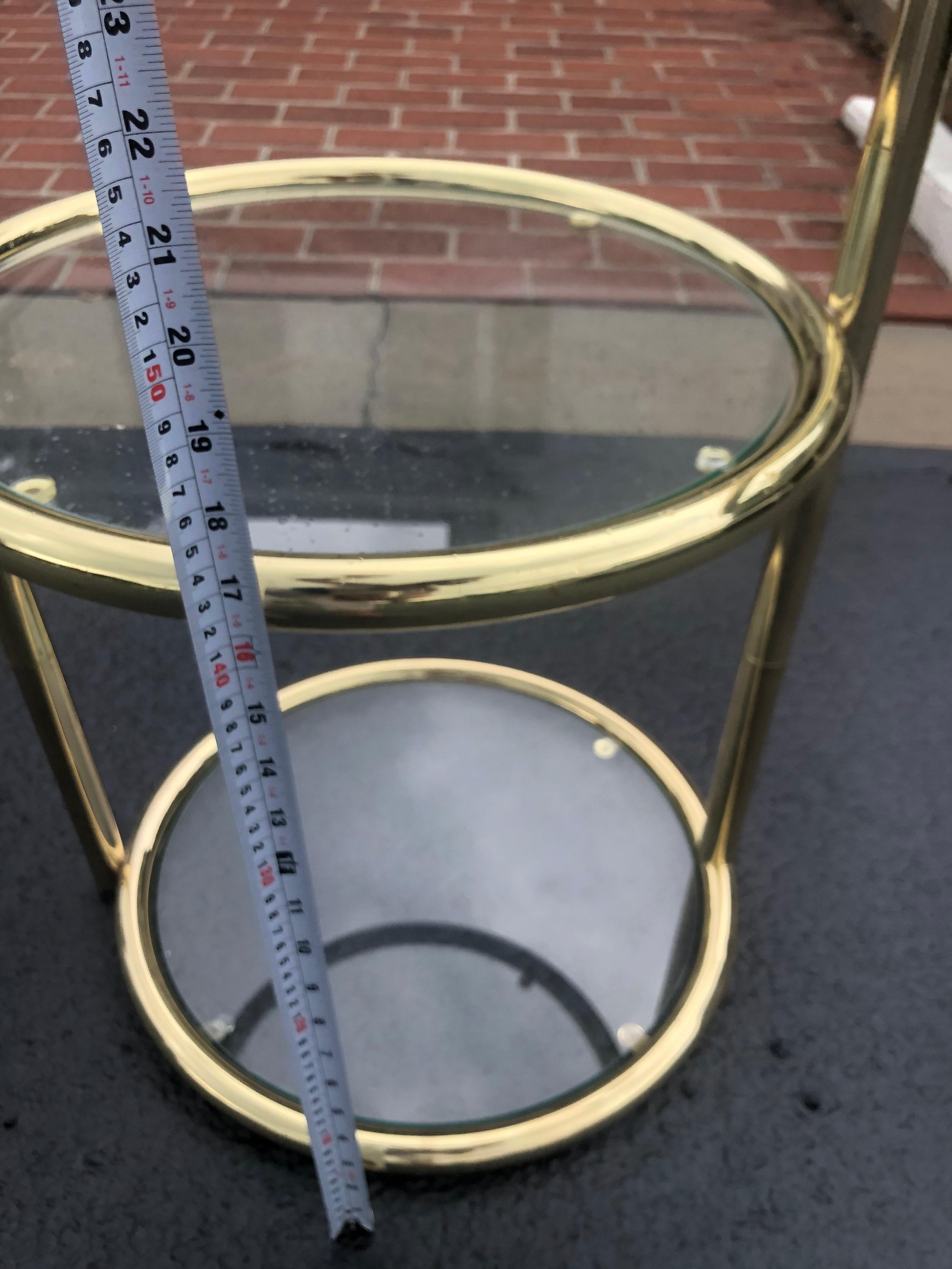 Pair of Swivel Brass and Glass End Tables For Sale 11