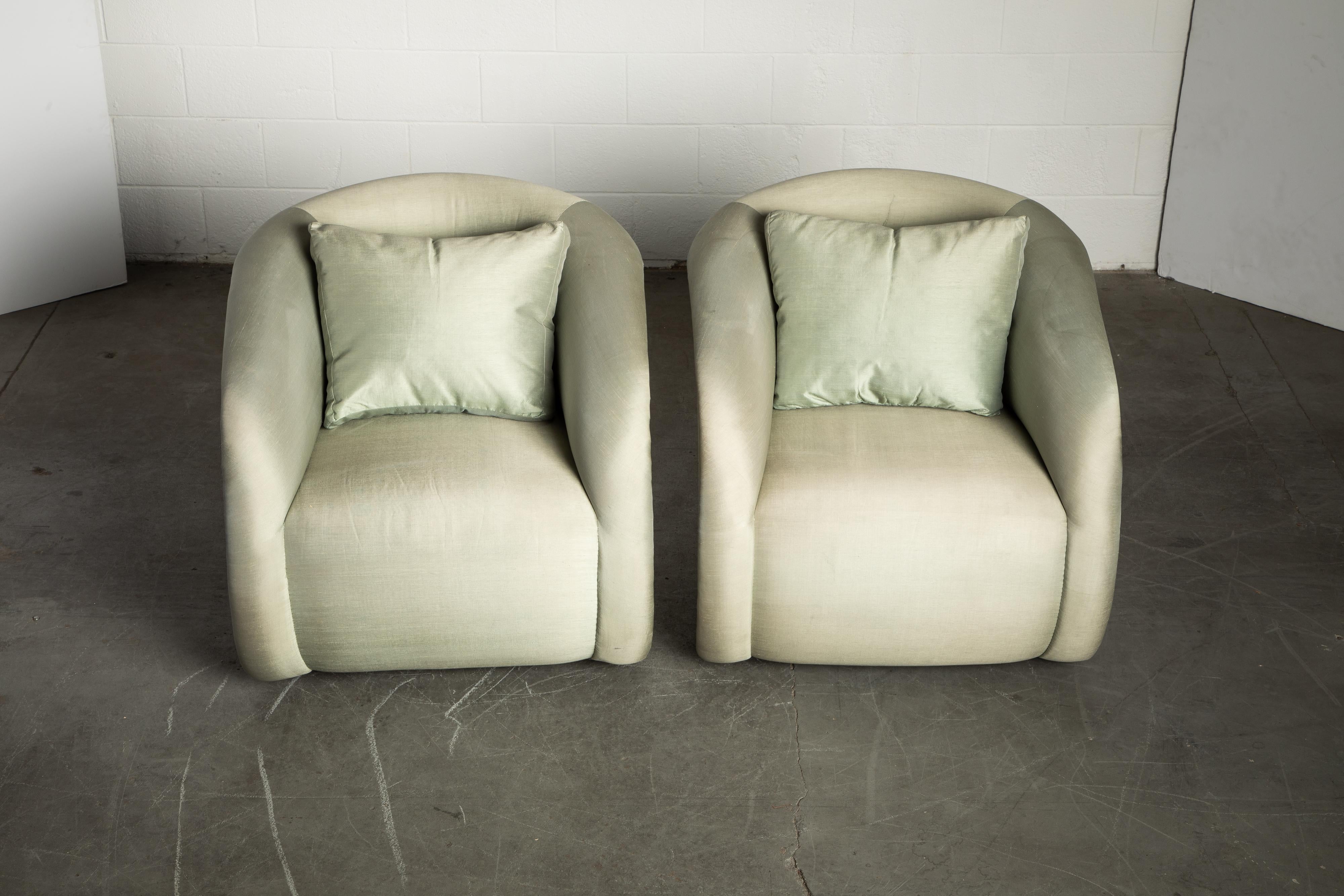 Modern Pair of Swivel Chairs Attributed to Milo Baughman for Directional, circa 1980s