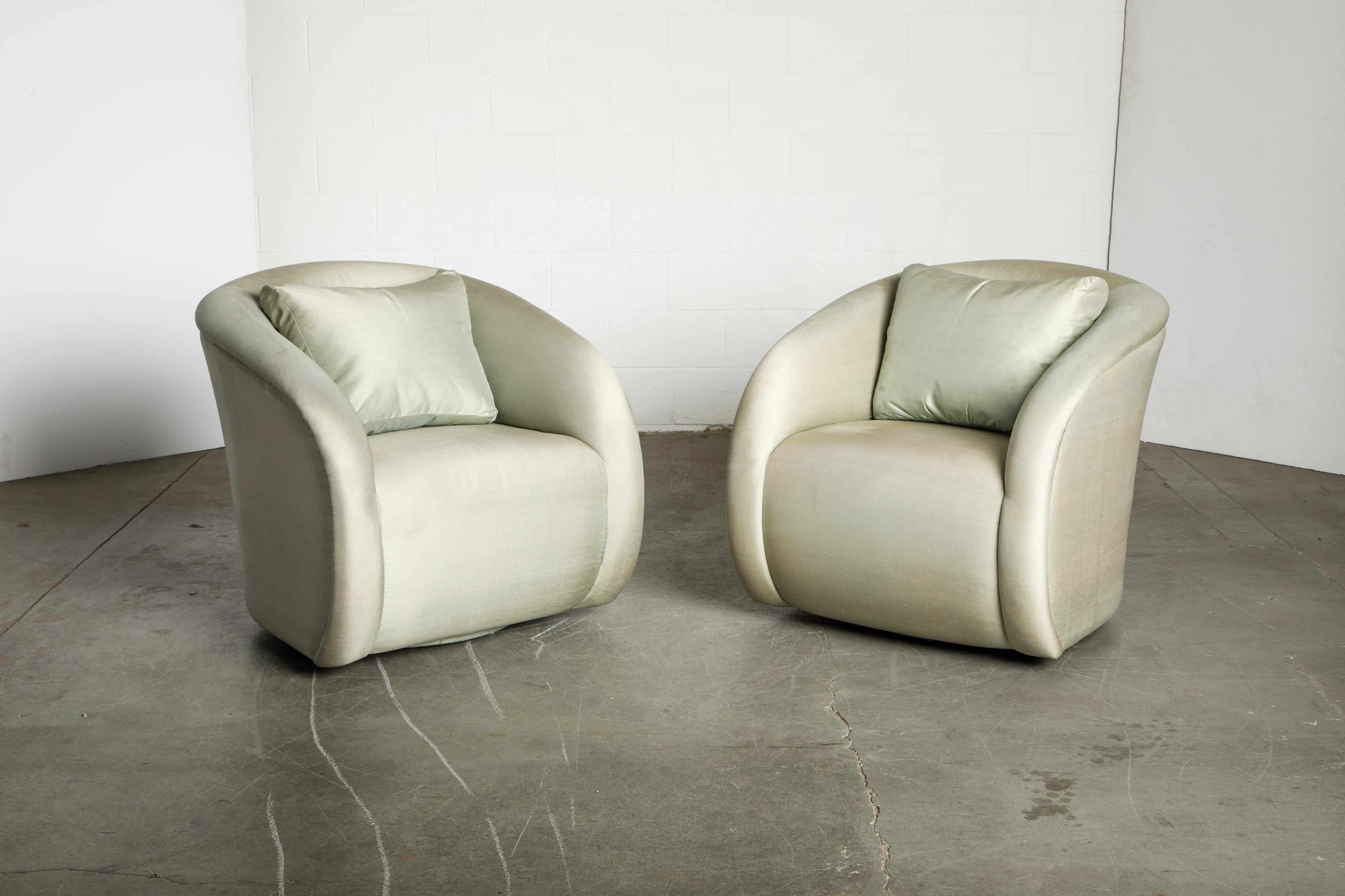 Late 20th Century Pair of Swivel Chairs Attributed to Milo Baughman for Directional, circa 1980s