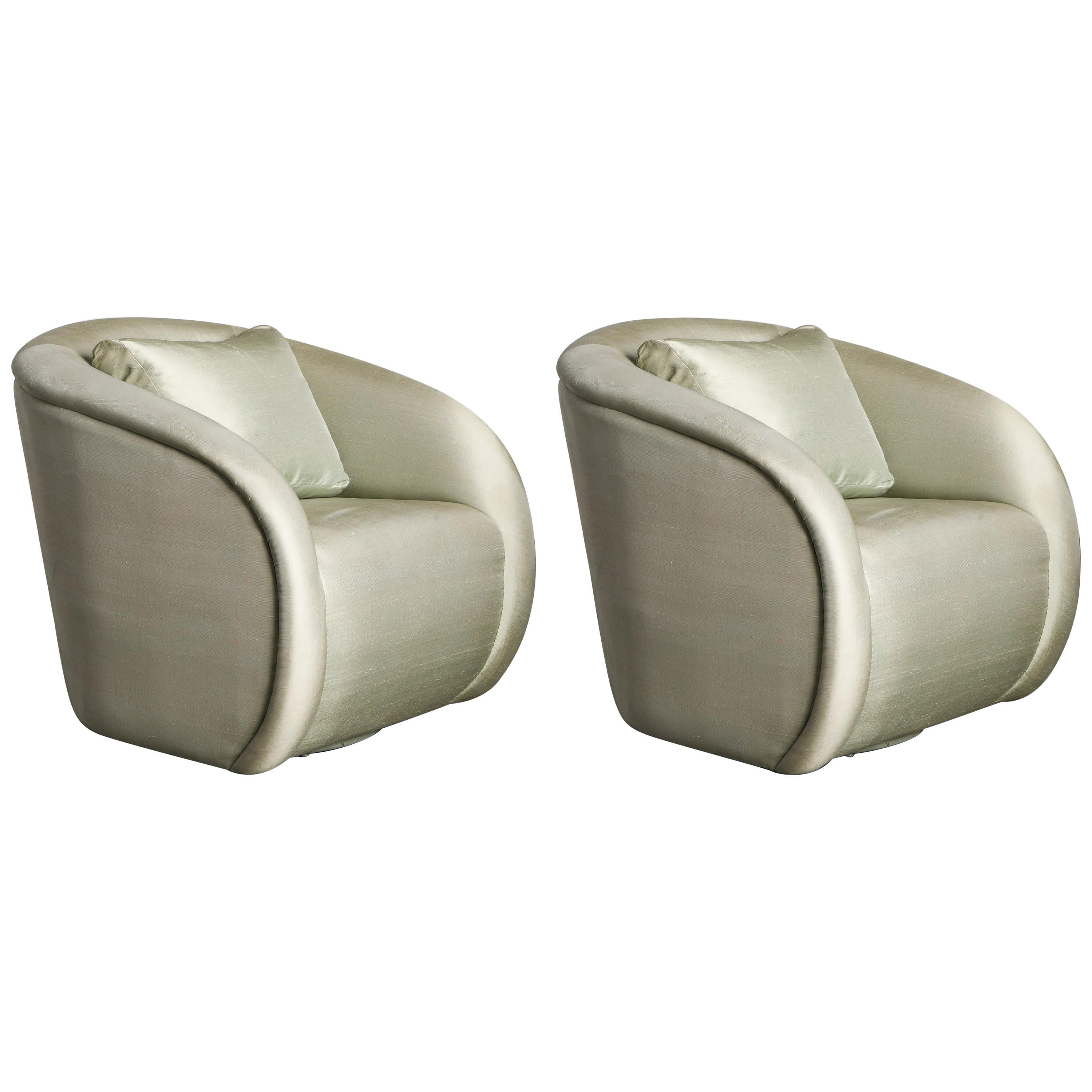 Pair of Swivel Chairs Attributed to Milo Baughman for Directional, circa 1980s