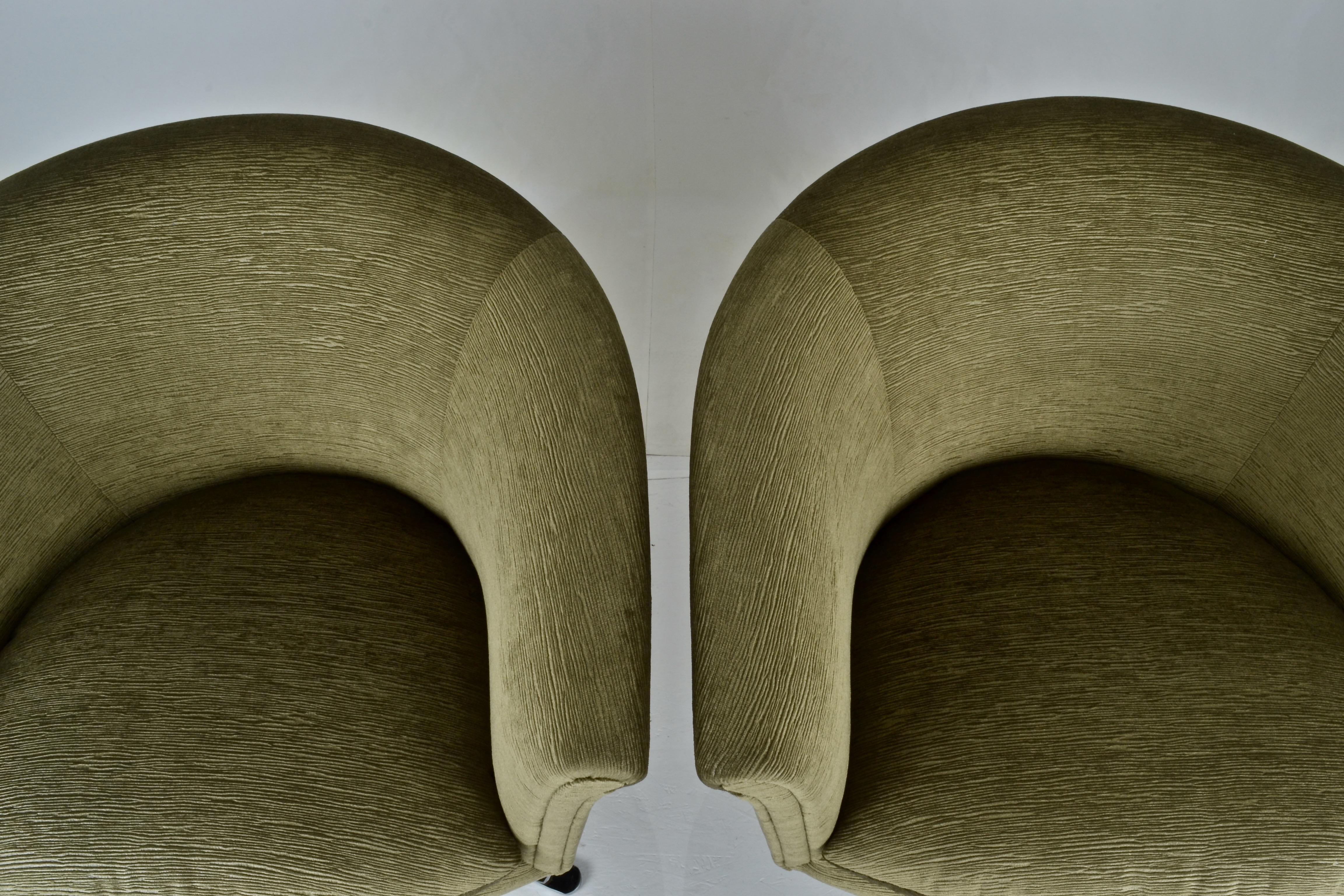 Upholstery Pair of Swivel Chairs by Nicos Zographos