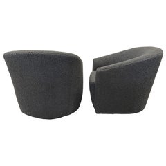 Pair of Swivel Chairs in Faux Sheepskin