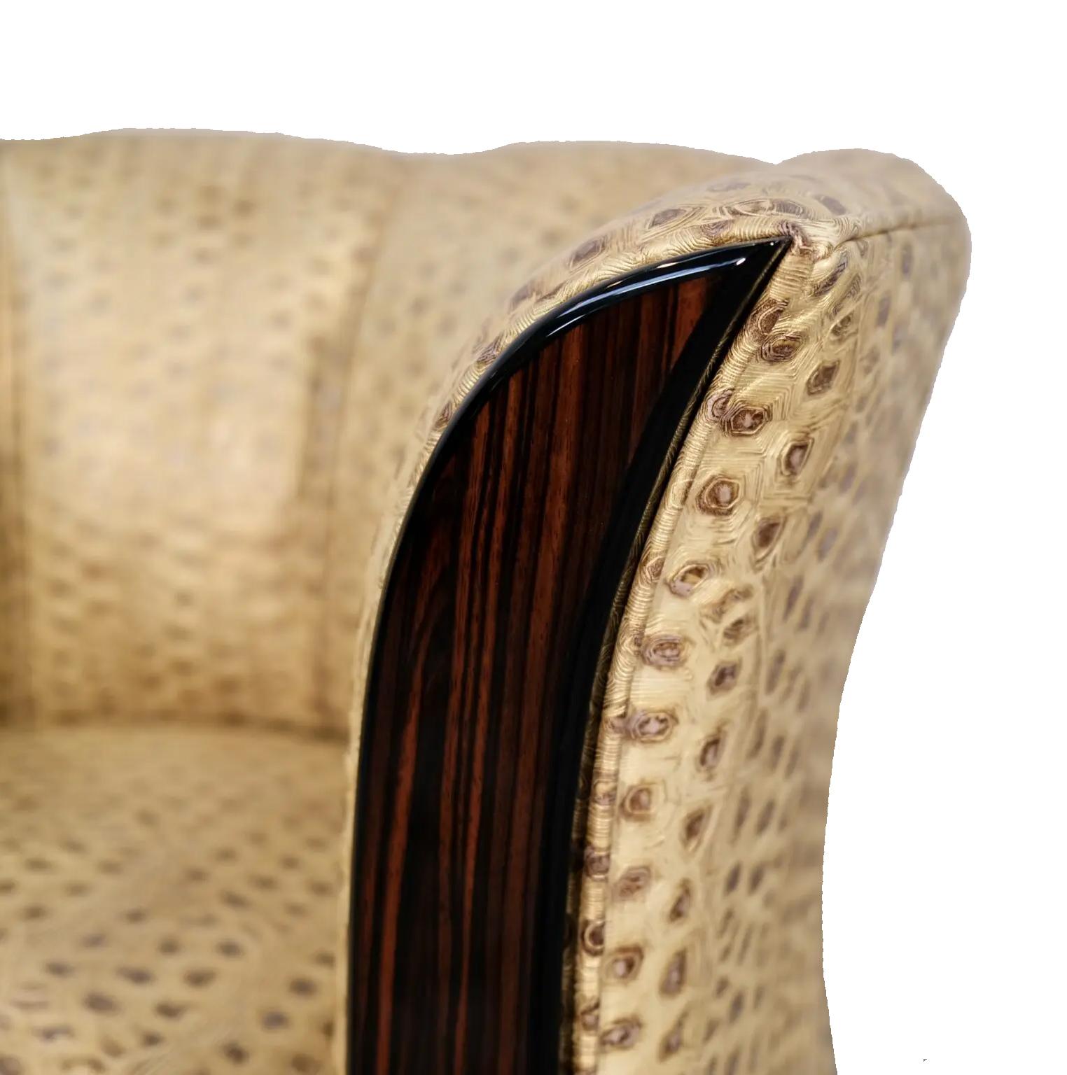 European Pair of swivel chairs in gold-colored leather For Sale