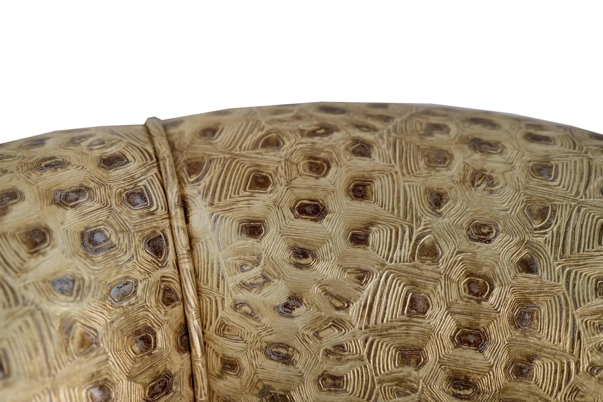 Leather Pair of swivel chairs in gold-colored leather For Sale