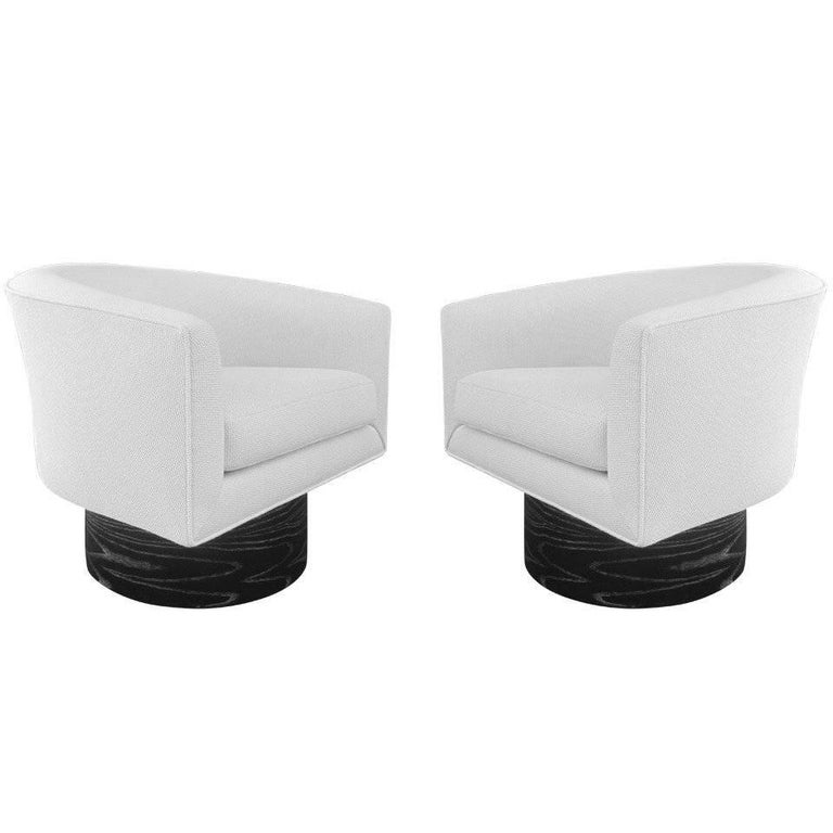 Pair of Swivel Chairs with Cerused Base For Sale at 1stDibs